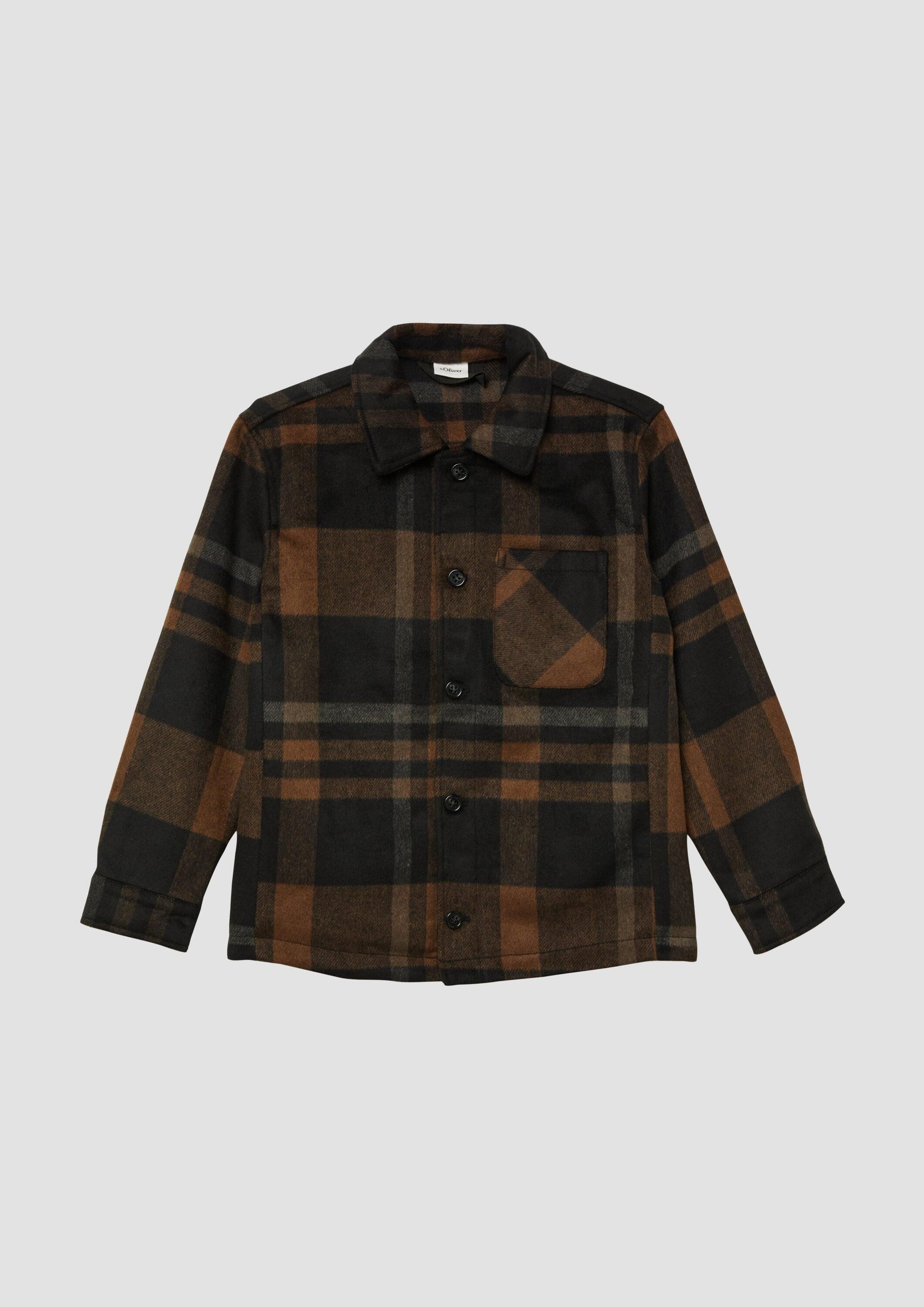 s.Oliver Hemdjacke Indoor-Jacke Gefüttertes Overshirt in Woll-Optik