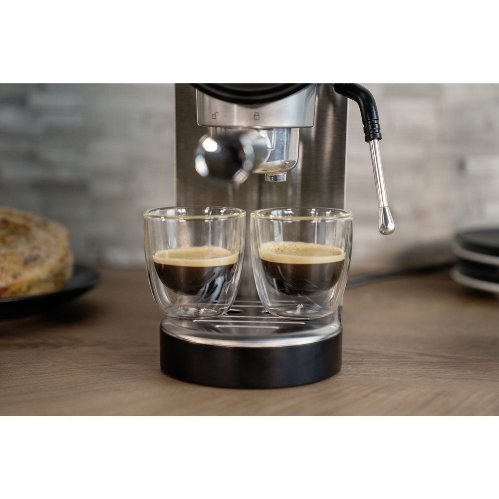Piccopresso Espressomaschine 1 Schwarz Siebträger Edelstahl, mit Unold Espressomaschine Unold