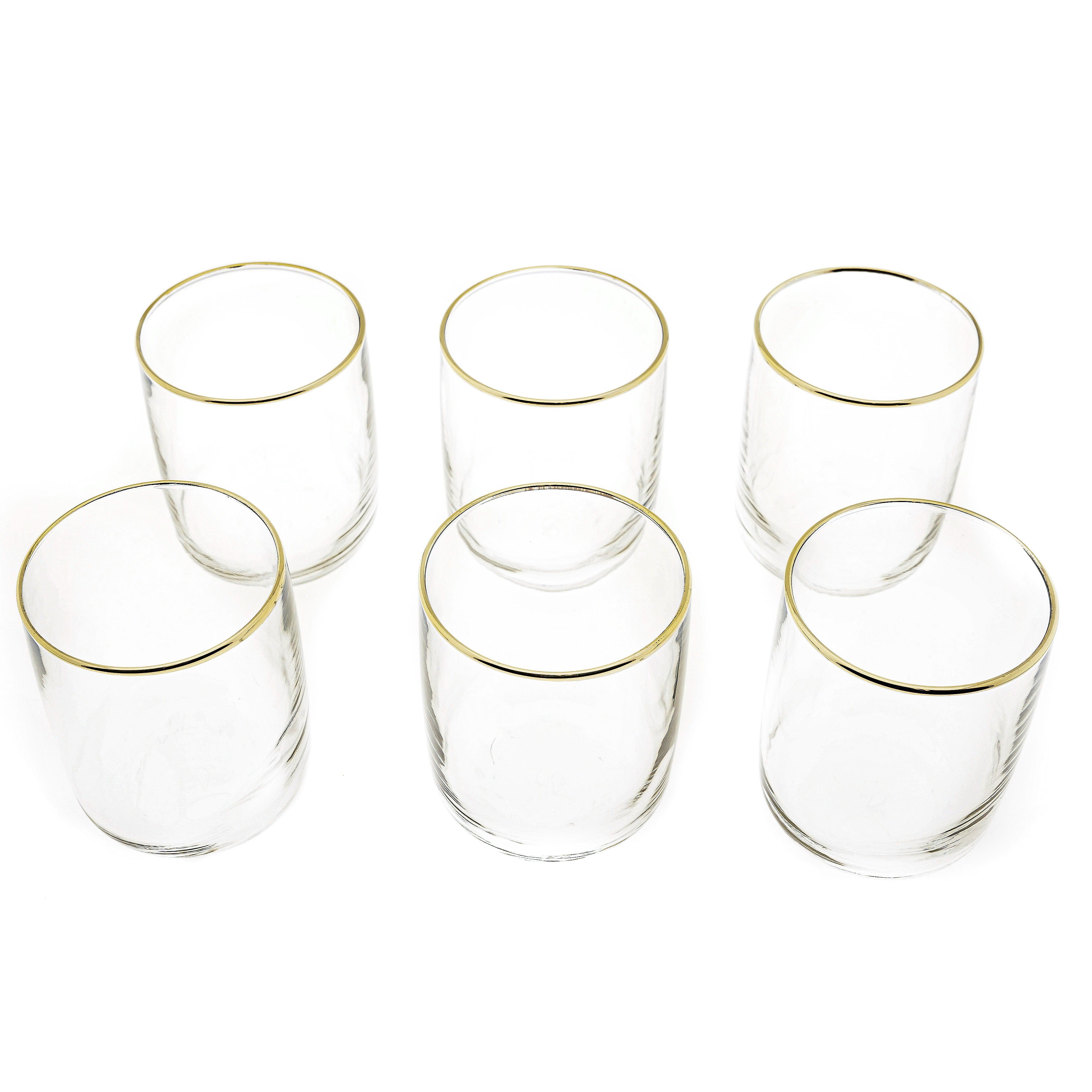 Pasabahce Glas 6er Set Iconic Wassergläser Golden Touch Wasser-Gläser, 6-tlg.