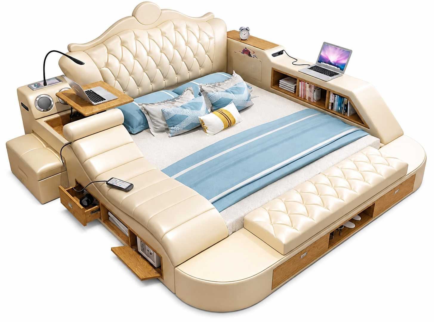 JVmoebel Polsterbett Premium Bett Beige modern mit Stauraum und Schlafkomfort, Made in Europa