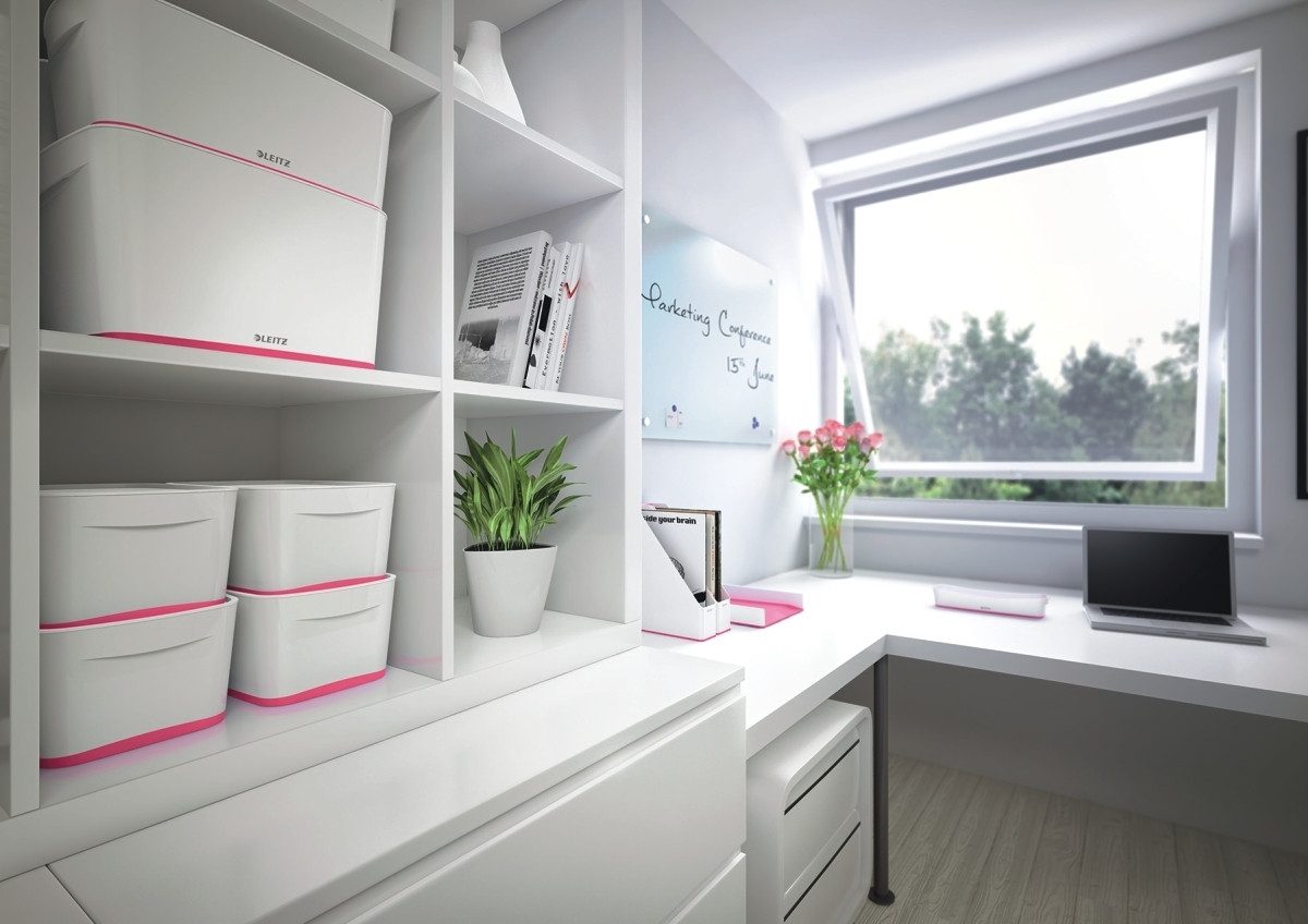 LEITZ Aufbewahrungsbox Aufbewahrungsbox myBox groß A4 mit Deckel weiß/pink