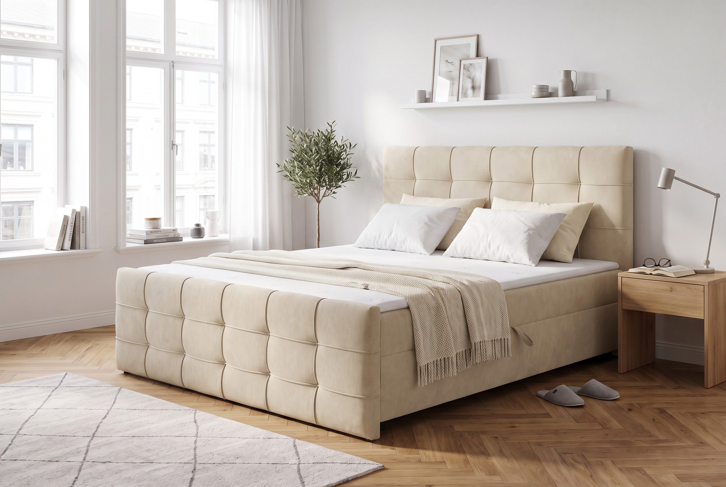 OTTO home Boxbett Lilienne inkl. Bettkasten und Topper, Liegefläche 180x200cm, erhältlich in der Größe 180x200 cm