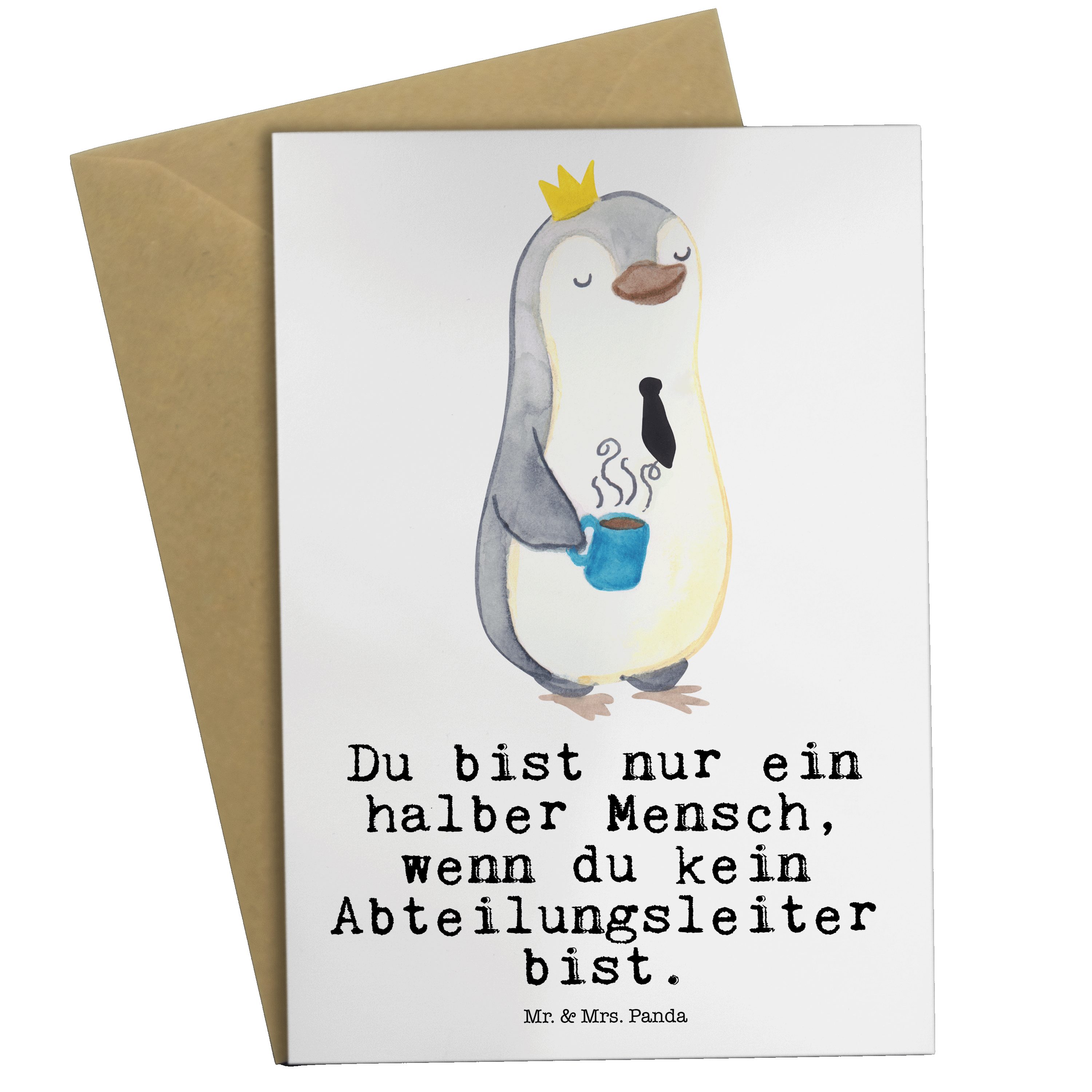 Mrs. Weiß mit Panda Mr. Führu Klappkarte, & Grußkarte Geschenk, - Abteilungsleiter Karte, - Herz