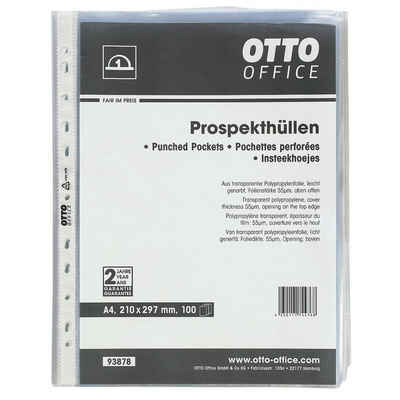 Otto Office Budget Prospekthülle, 100 Stück, Format A4, genarbt, Öffnung oben, gelocht