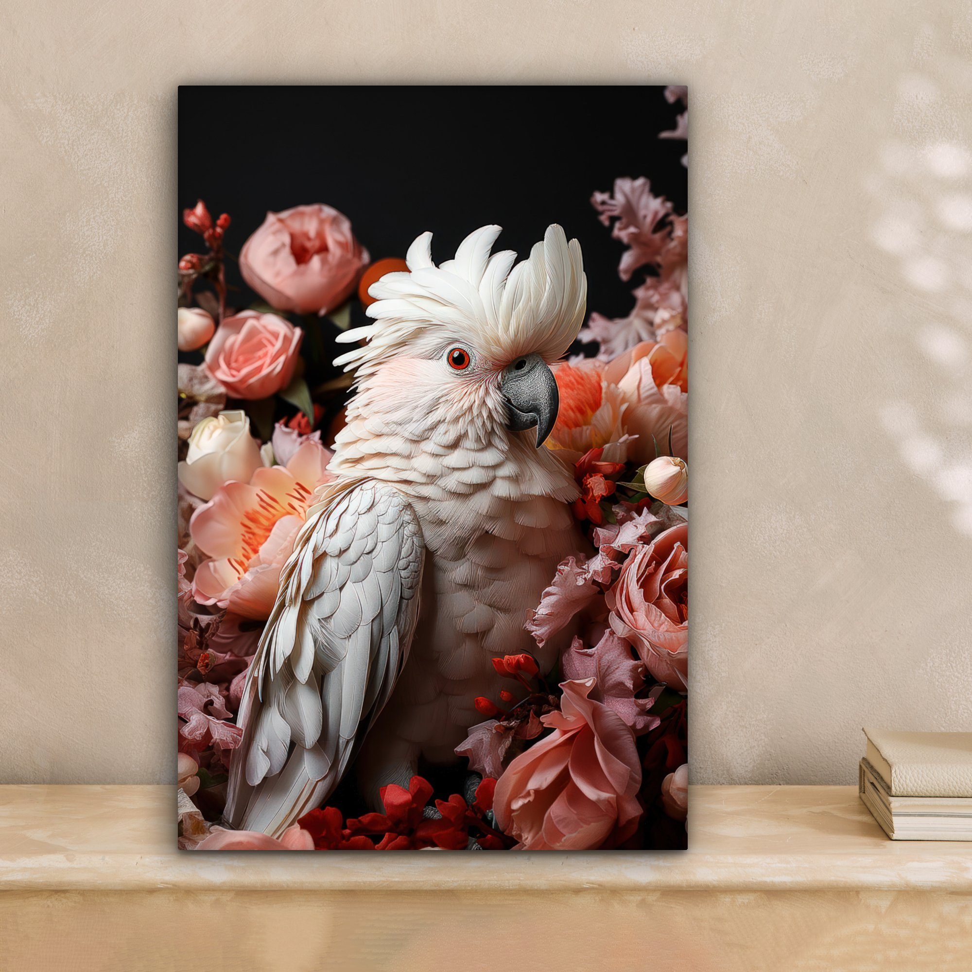 OneMillionCanvasses® Leinwandbild Kakadu - Tier - Natur - Botanisch - Blume günstig online kaufen