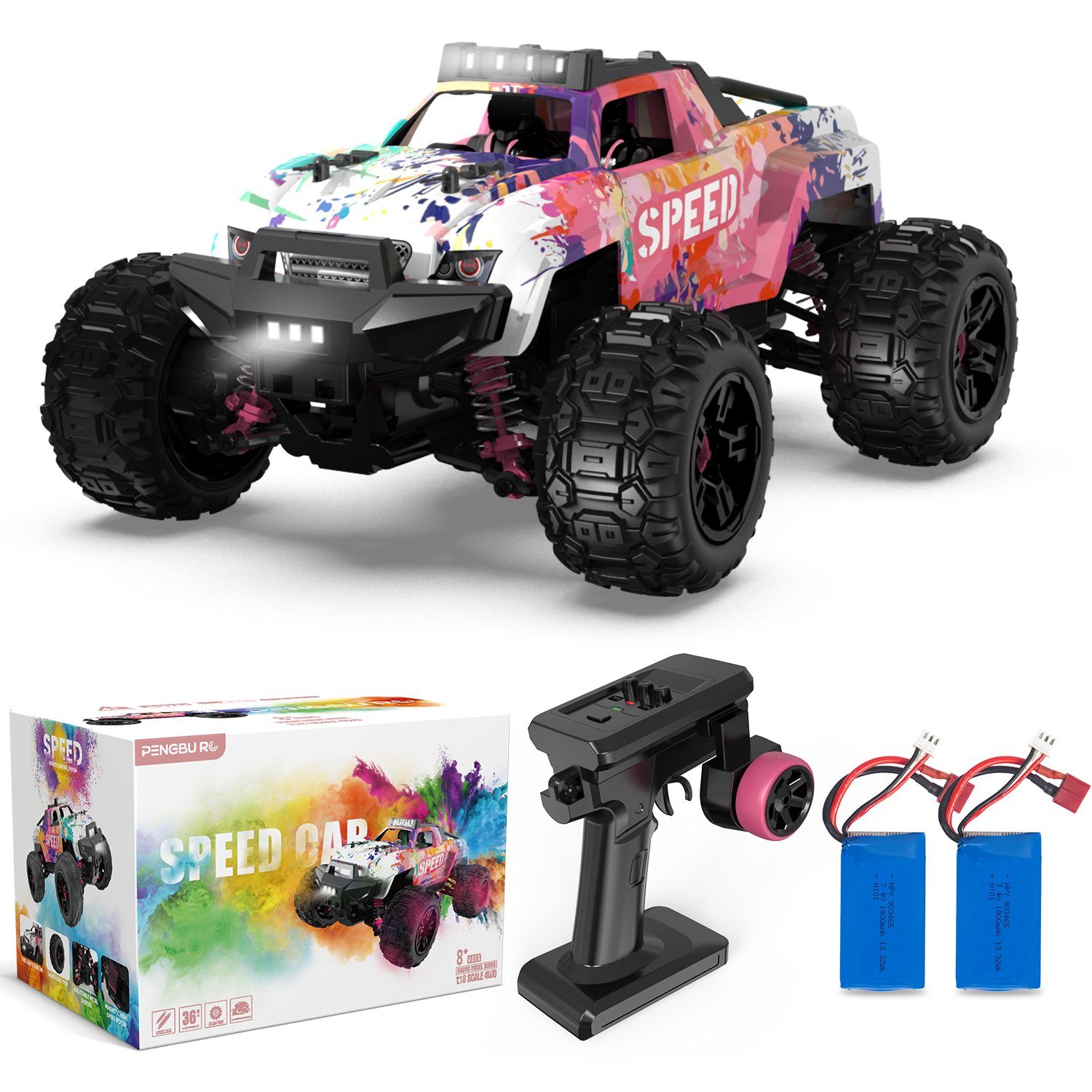 Esun RC-Auto Ferngesteuertes Auto, RC Auto Offroad, 4WD Monster Truck Ferngesteuert (Packung, Komplettset), Fernsteuerung Auto für Erwachsene und Kinder ab 5 6 8 10 Jahre