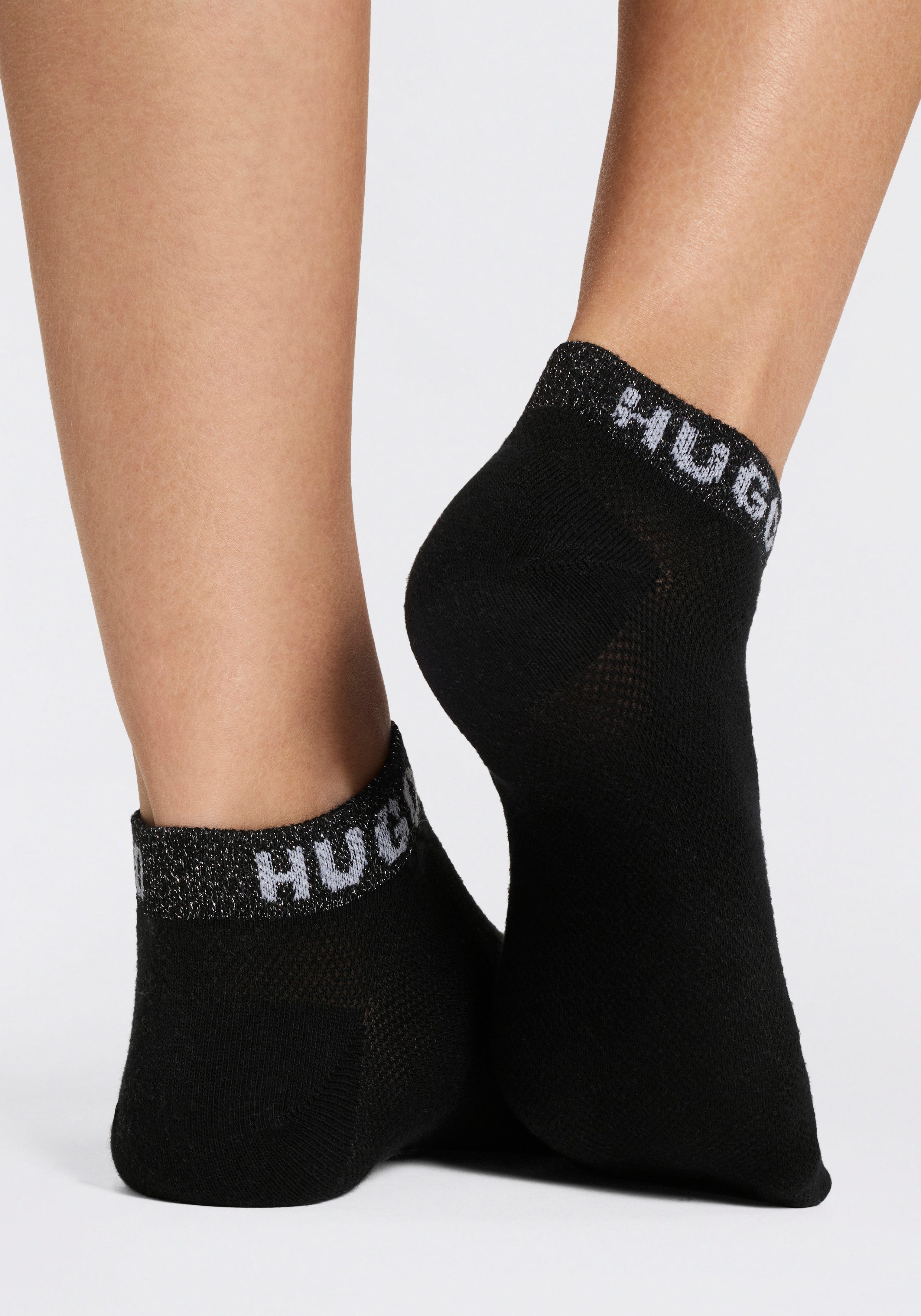 HUGO Sneakersocken 2P AS SHINY PIQ CC W (3-Paar) leicht schimmernd