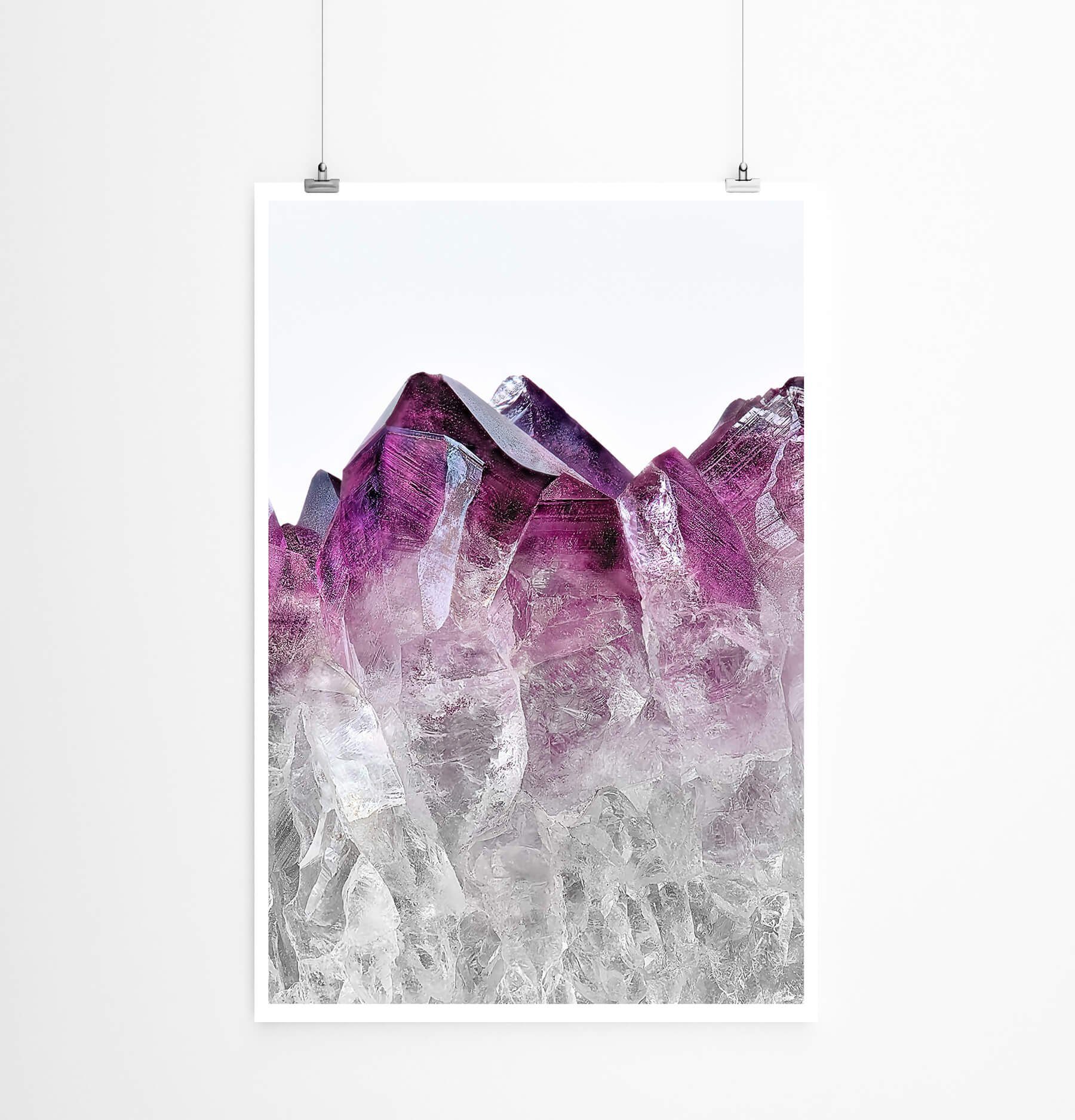 Sinus Art Poster Ombre Amethyst Kristall violett weiß 60x90cm Poster