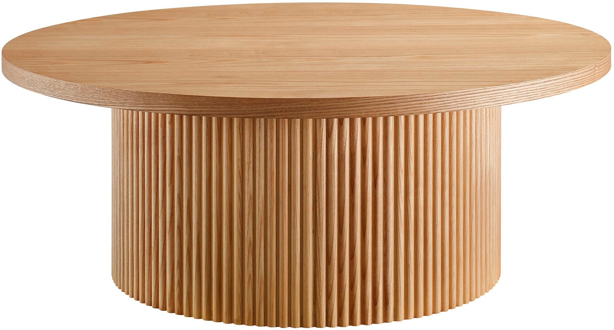 SalesFever Couchtisch mit Massivholz-Lamellen, Ø 85 cm (1-St), Moderner Wohnzimmertisch aus Holz in natürlichem Look