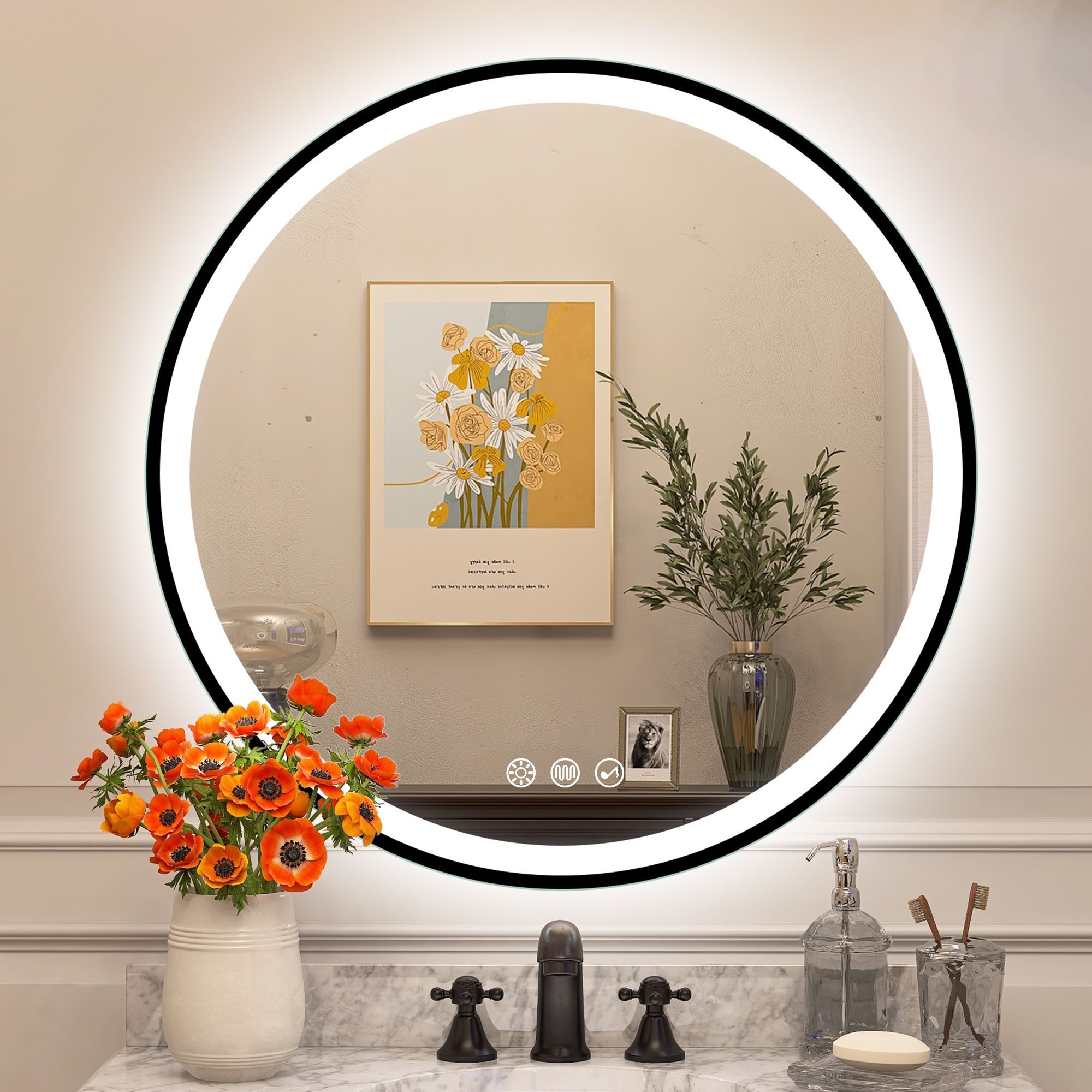 STARLEAD Badspiegel Rundspiegel 80cm, entnebelt, LED-Touch, günstig online kaufen