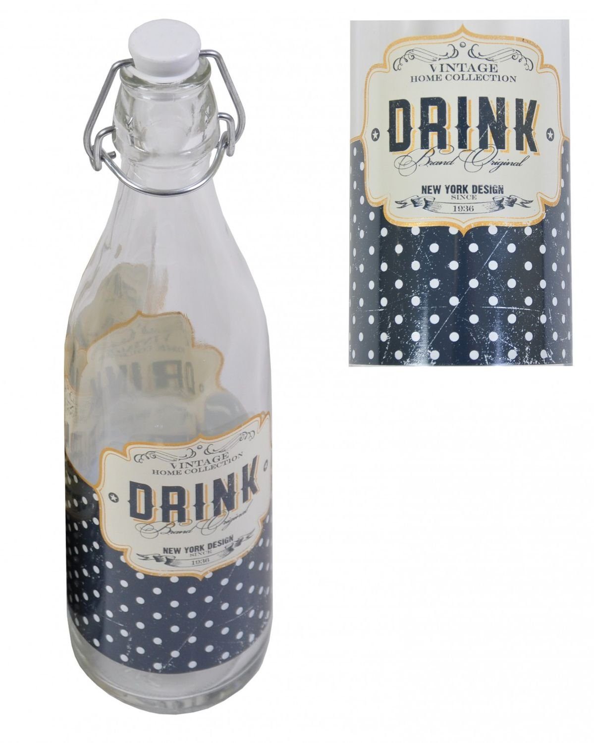 BURI Trinkflasche LORY Drahtbügelflasche 0,5 Liter Glasflasche mit Bügelverschluss Retro