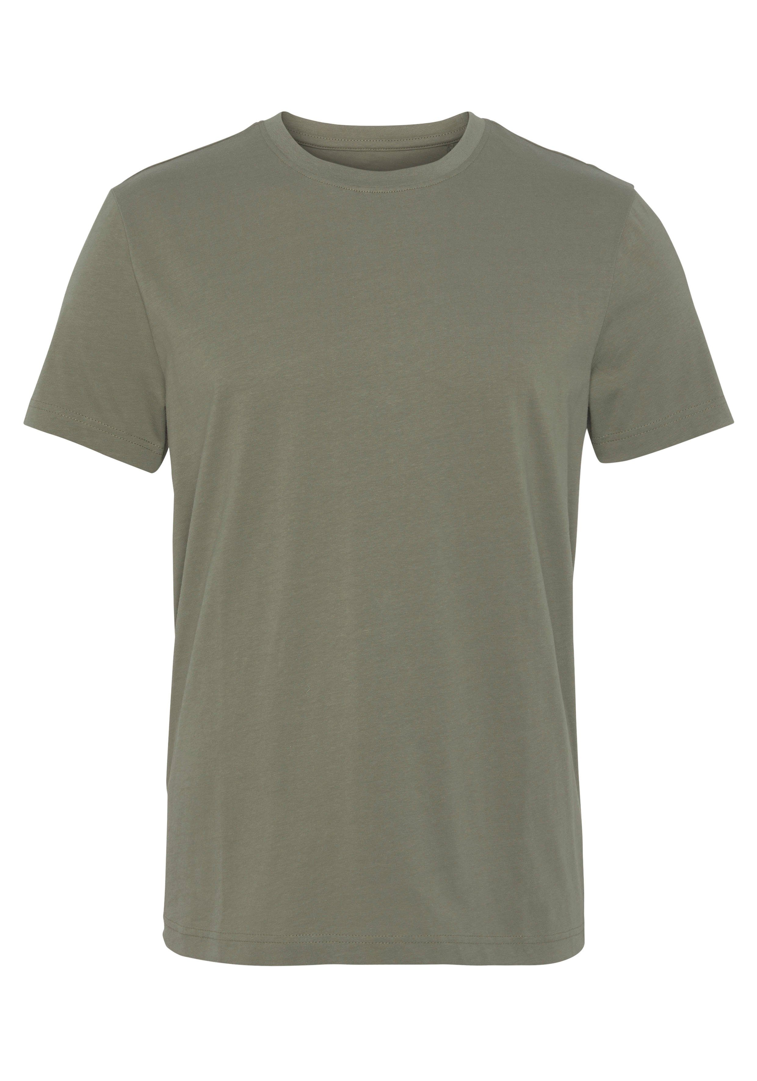 Baumwolle T-Shirt aus AJC (Set, 3er-Pack) reiner oliv 3-tlg., weiß, schwarz,