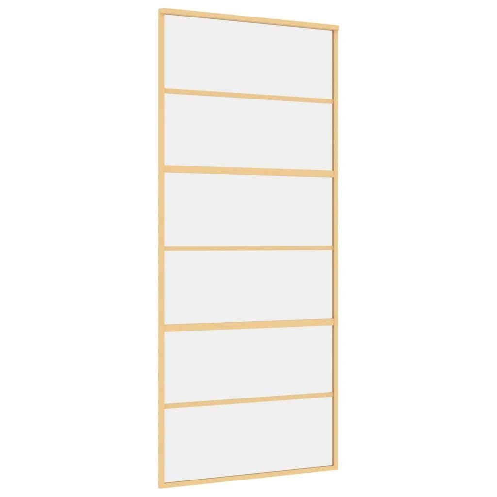 vidaXL Zimmertür 90 x 205 cm Schiebetür Golden 90x205 cm ESG-Klarglas und Aluminium Zim