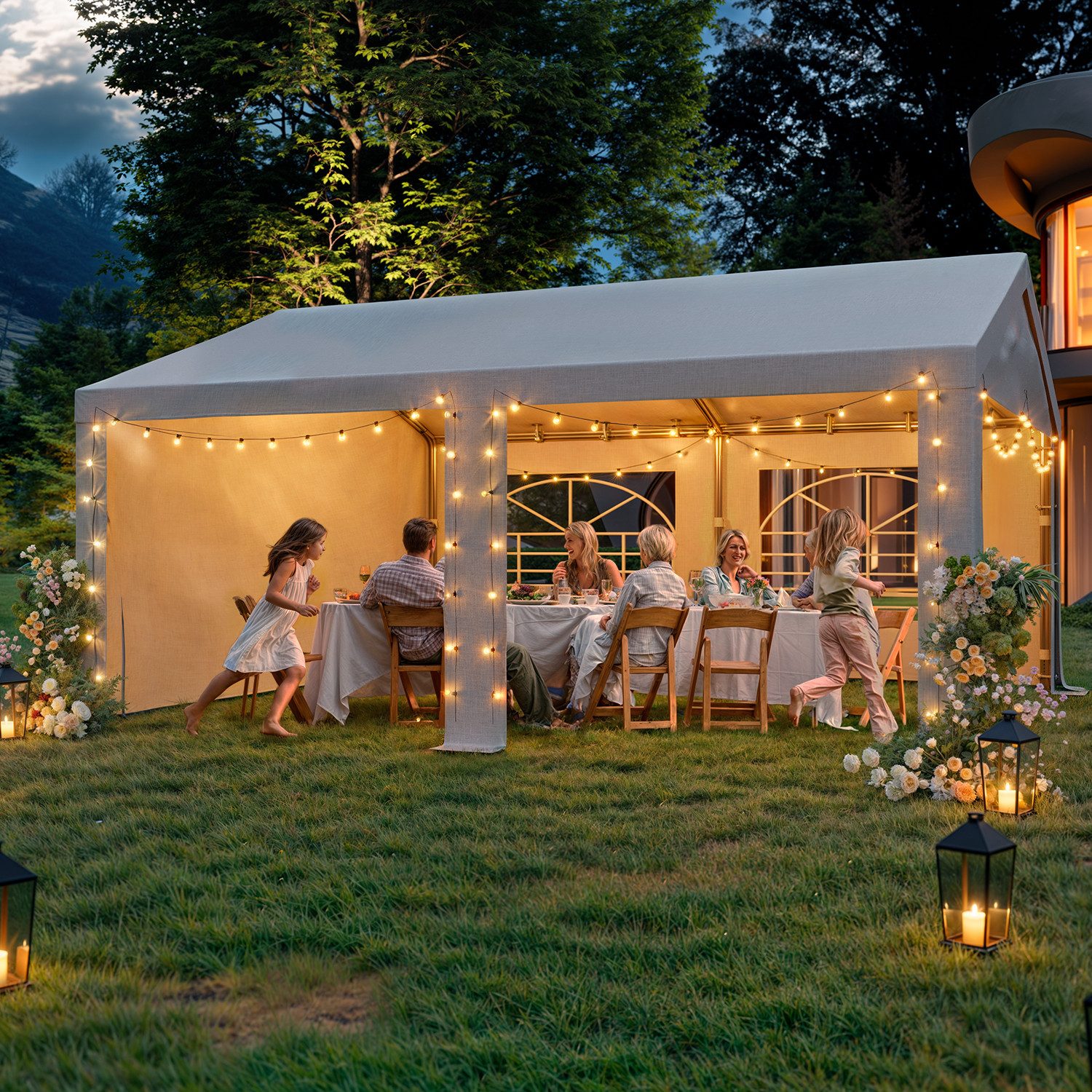 GUNJI Pavillon Partyzelt 3*6/4*6M Wasserdichte Garten-Laube mit Seitenwände günstig online kaufen