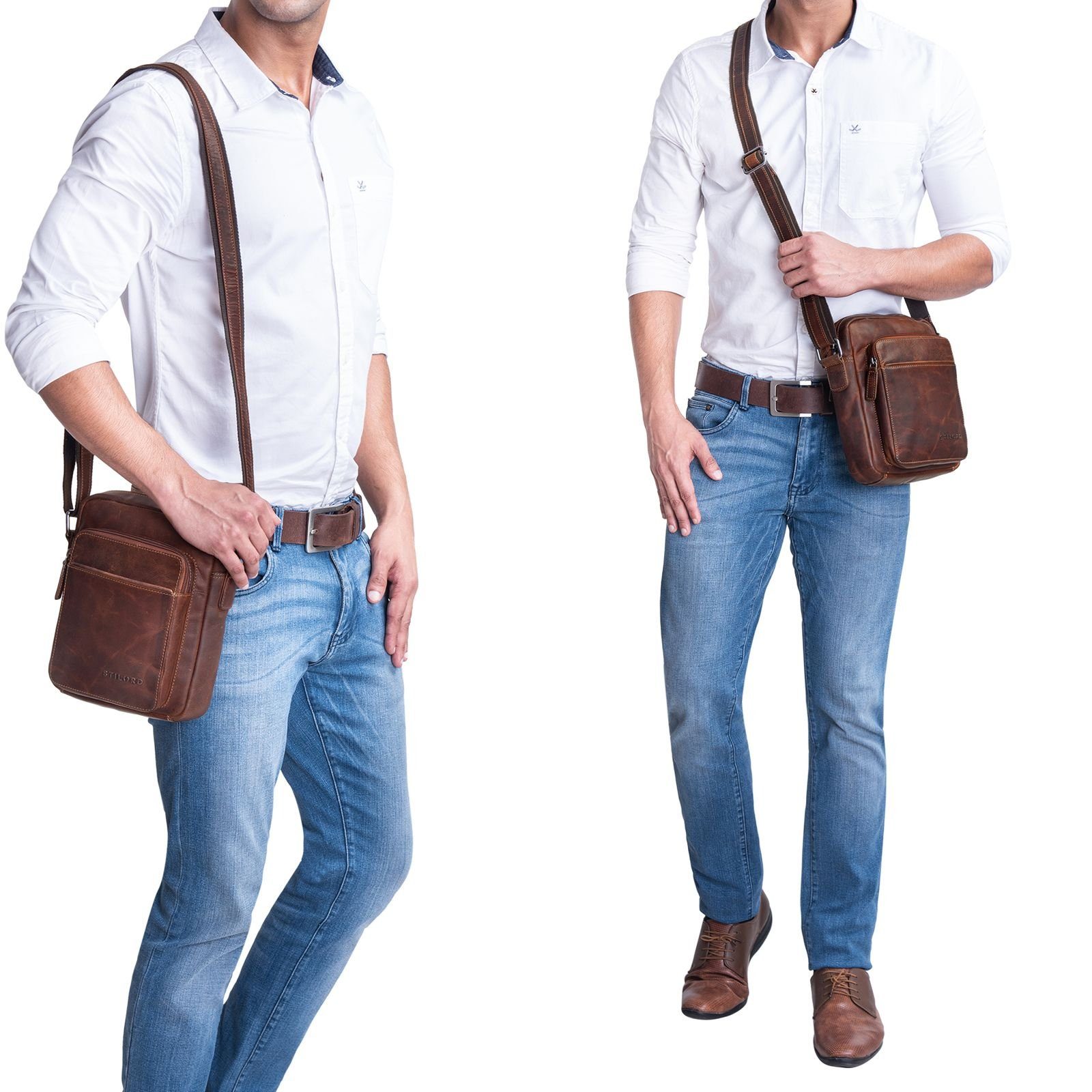 salerno zum STILORD Umhängen Messenger "Vittorio" Herrentasche - Bag braun