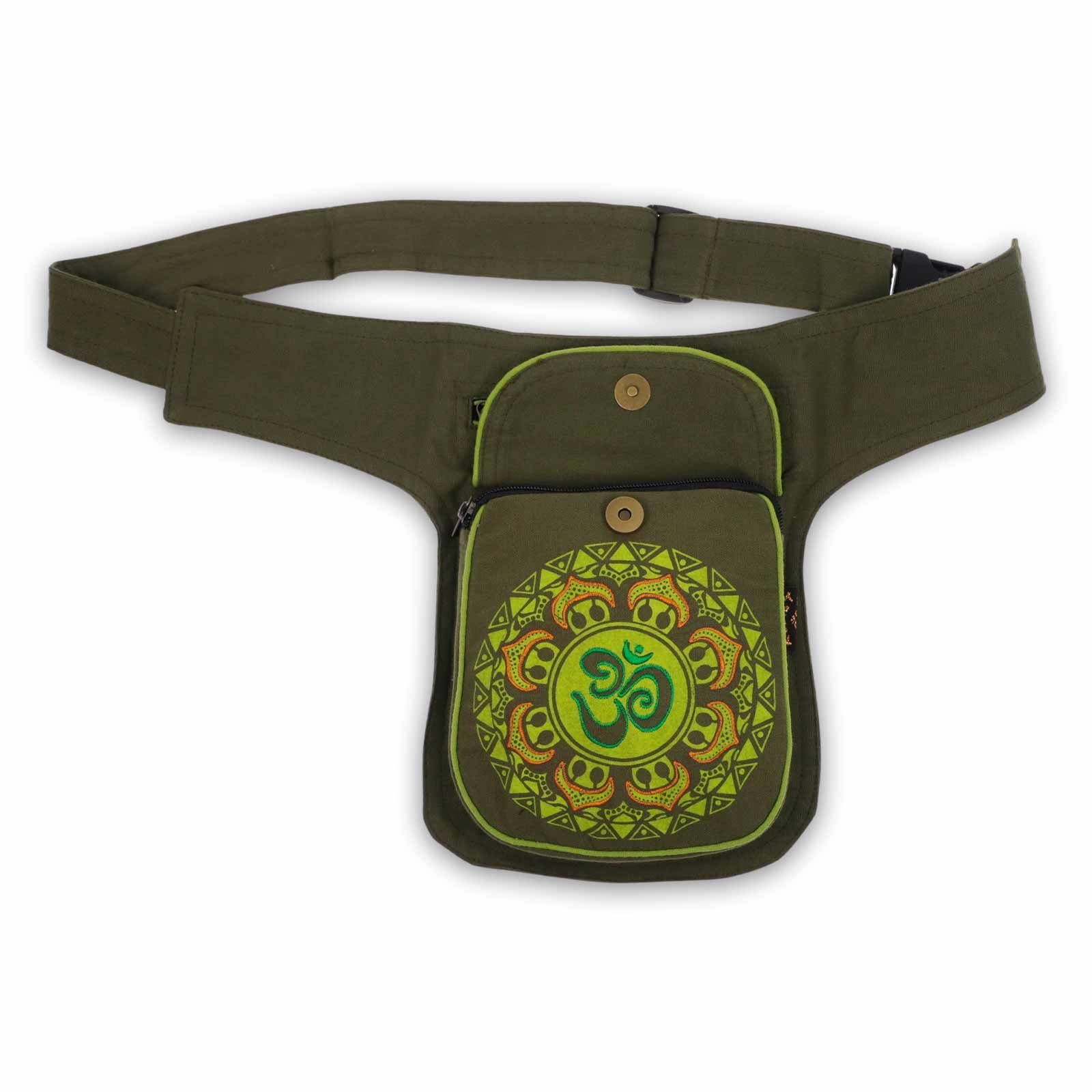 KUNST UND MAGIE Bauchtasche OM Gürteltasche Mandala Mandala Grün Sidebag Hüfttasche Bauchtasche