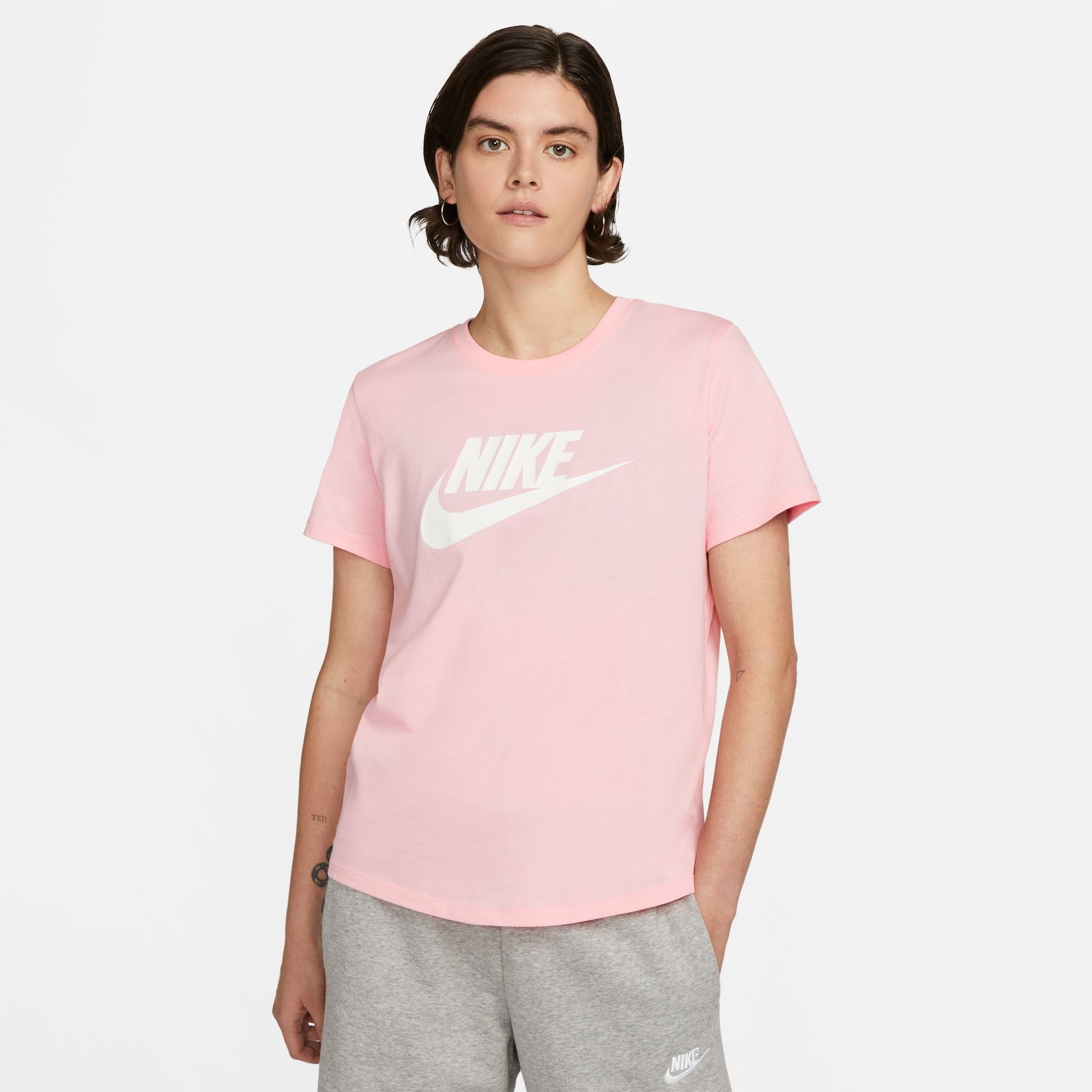 SOFT LOGO T-Shirt PINK Sportswear MED ESSENTIALS Nike WOMEN'S T-SHIRT