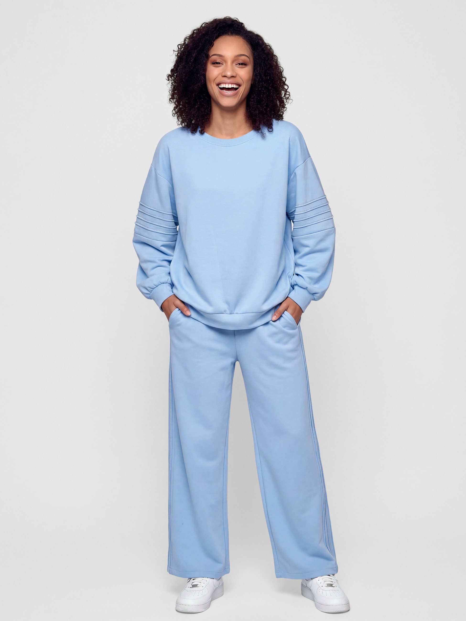 PEKIVESSA Jogginganzug Oversized Jersey-Set Sweatsuit Sweatanzug (2-tlg), Jersey Sweatshirt & Sweatpants 2-tlg.