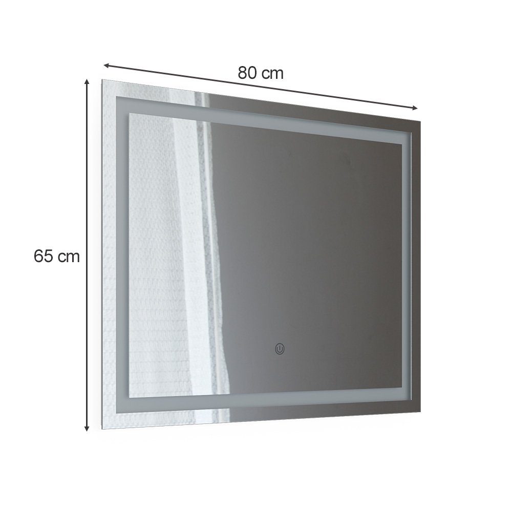 80x65cm klein LED Badspiegel VIOLA Vicco Schminkspiegel