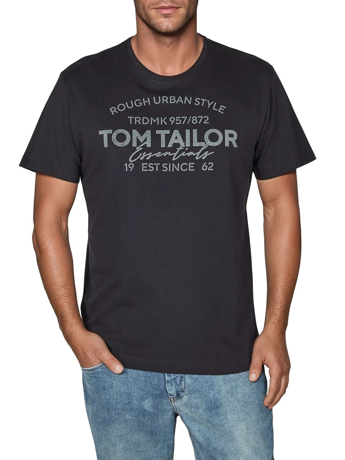 TOM TAILOR T-Shirt Herren Printshirt Regular Fit (Vorteilspack, 4-tlg) Kurzarm Tee Shirt mit Rundhalsausschnitt aus 100% Baumwolle