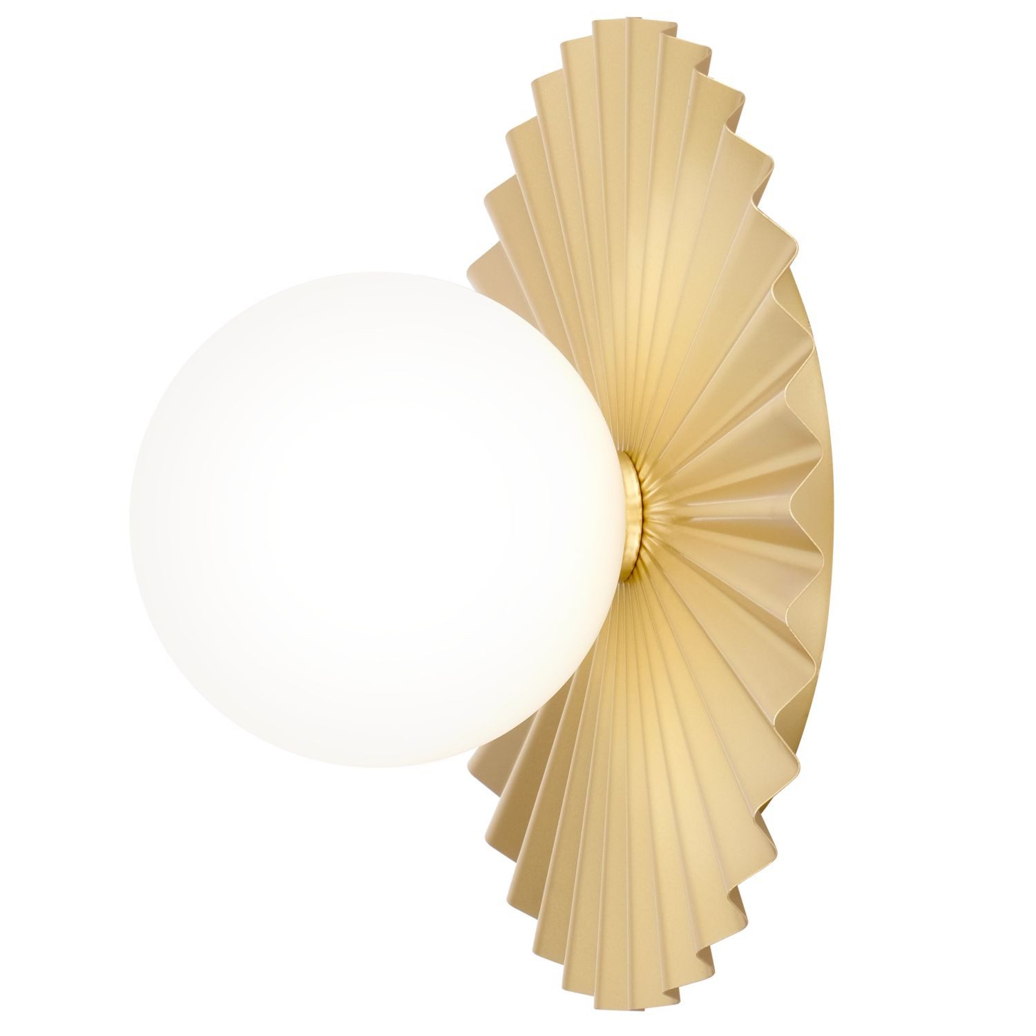 Licht-Erlebnisse Wandleuchte YVENNA, ohne Leuchtmittel, Glas Metall in Gold Weiß blendarm G9 rund Ø 30 cm Kugelschirm