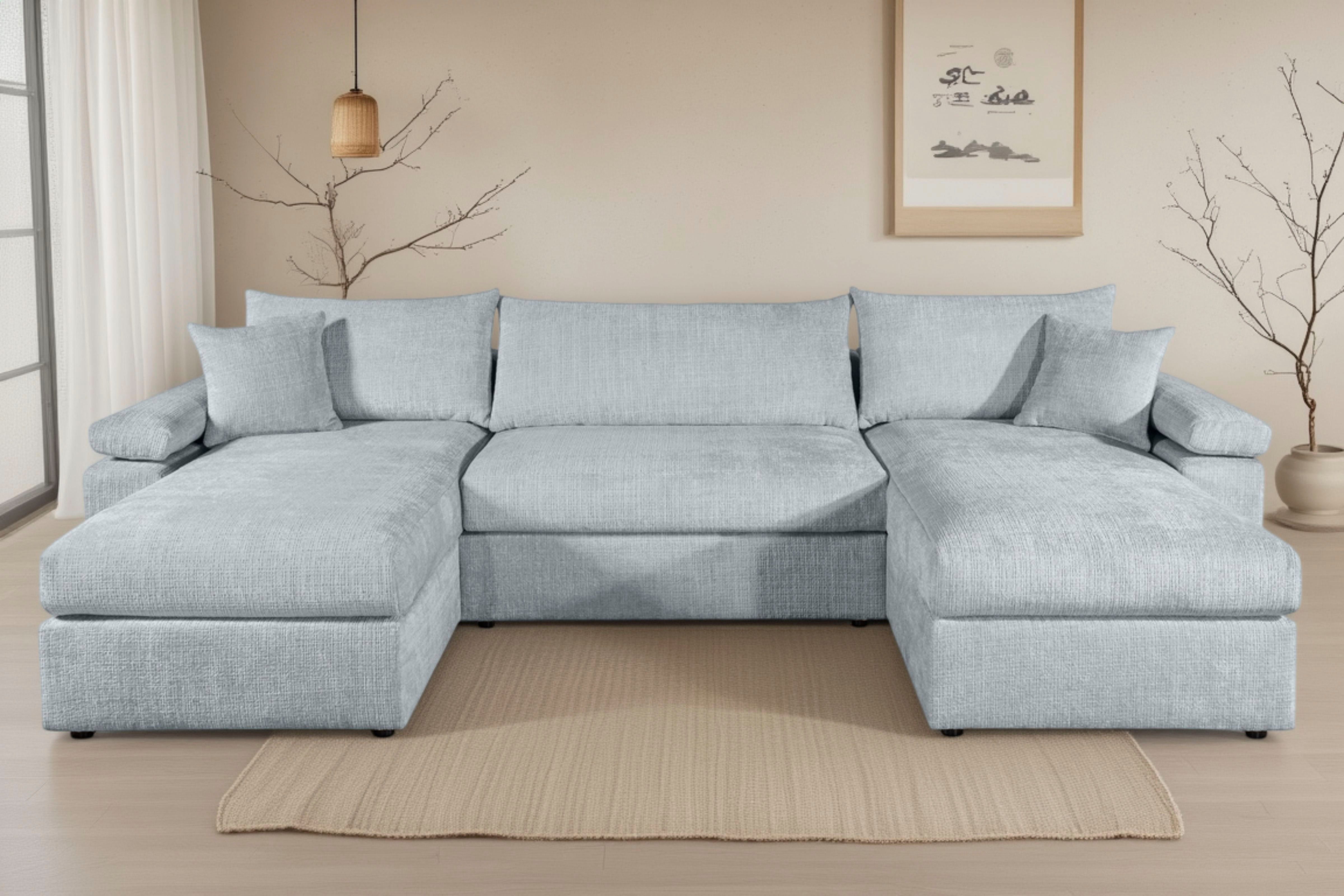 OTTO home Wohnlandschaft Cosy U-Form, B: 309 cm, XXL-Wohnlandschaft mit Federkern, 2 Zierkissen, Mega-Sofa, Cord oder Struktur weich, Kaltschaumauflage
