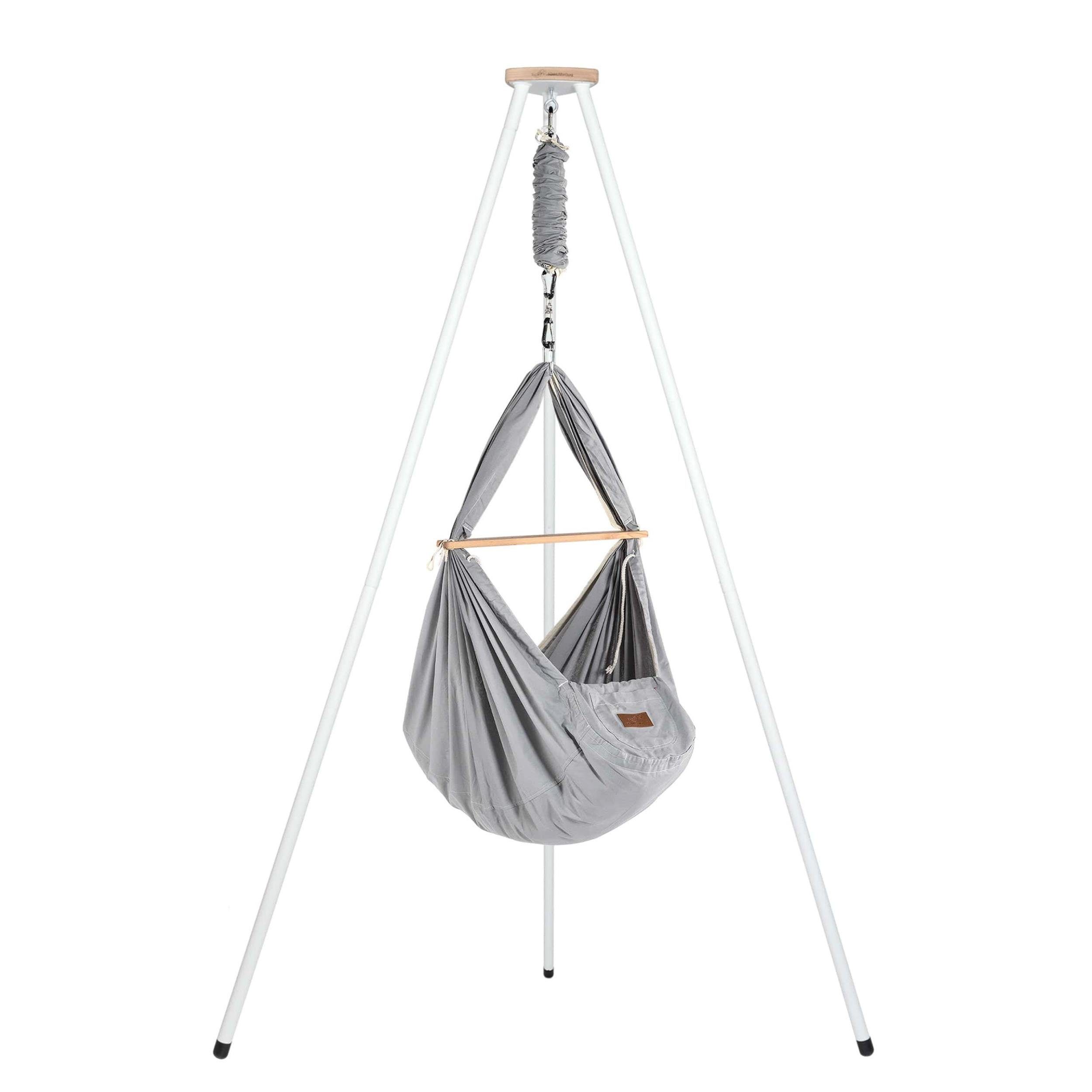 Stubenbett Federwiege Bio Grey mit Tipi Weiß