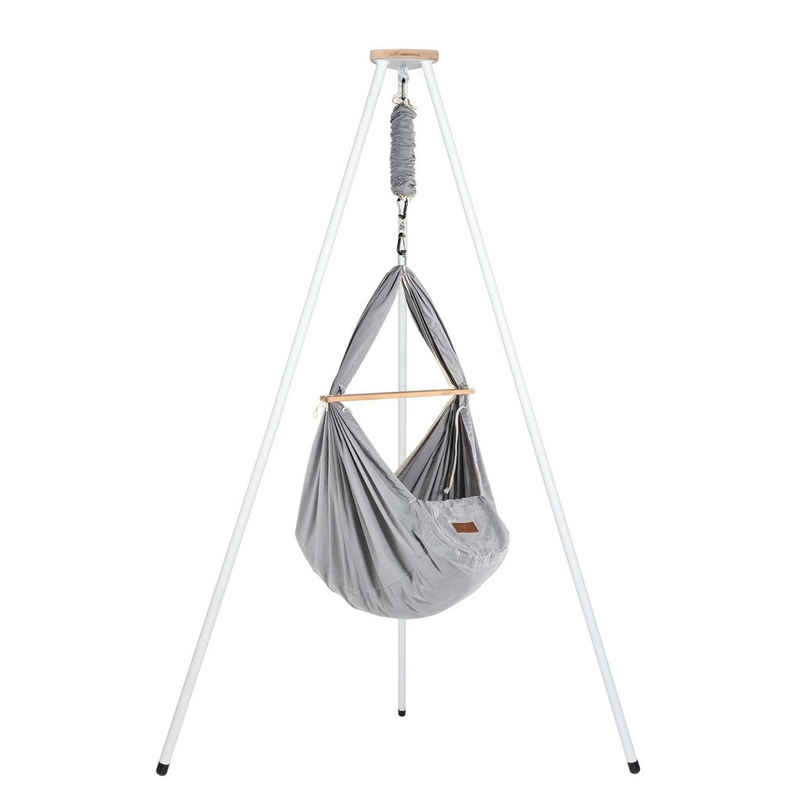 Schmusewolke Stubenbett Federwiege Bio Grey mit Tipi Weiß