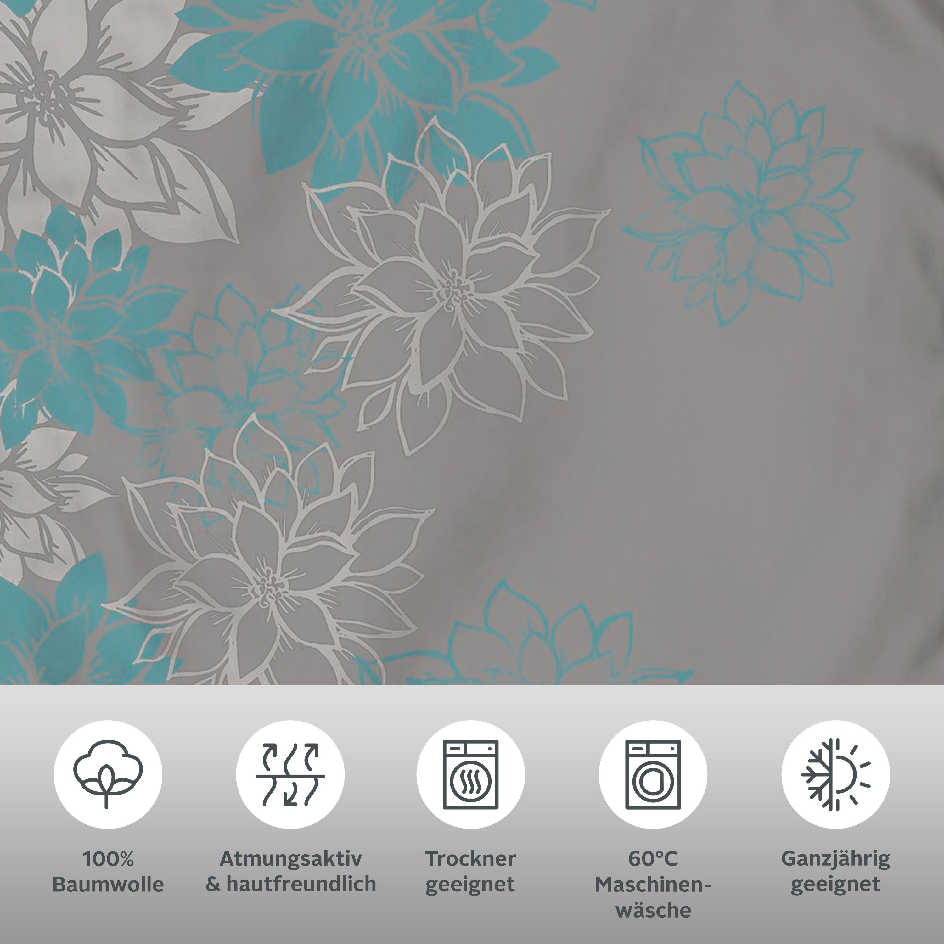 OTTO home Bettwäsche Susan in Gr. 135x200 oder 155x220 cm, Linon, 2 teilig, in verschiedenen Qualitäten, romantische Bettwäsche mit Blumen