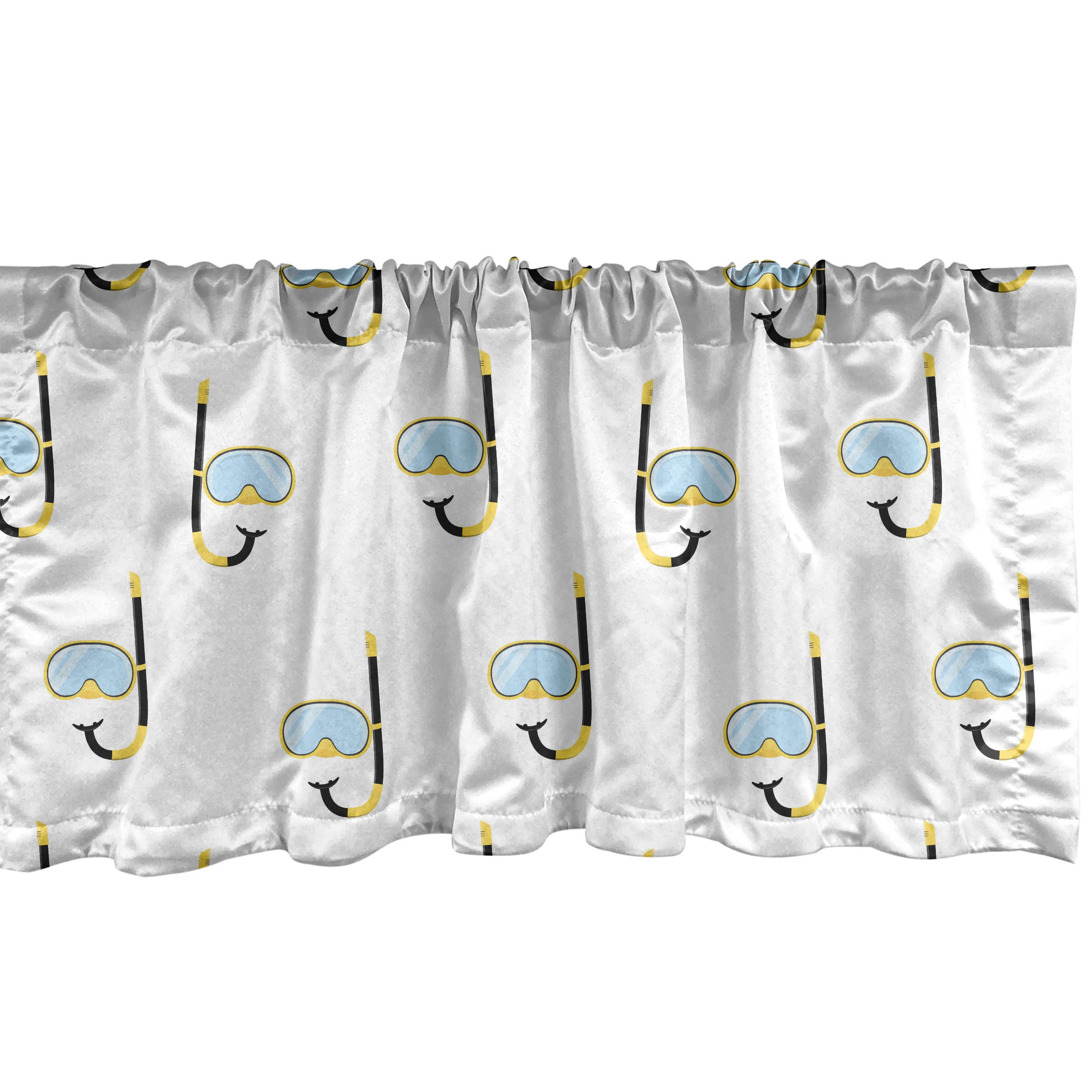 Scheibengardine Vorhang Volant für Küche Schlafzimmer Dekor mit Stangentasche, Abakuhaus, Microfaser, Tauchen Taucherbrille und Schnorchel Drucken