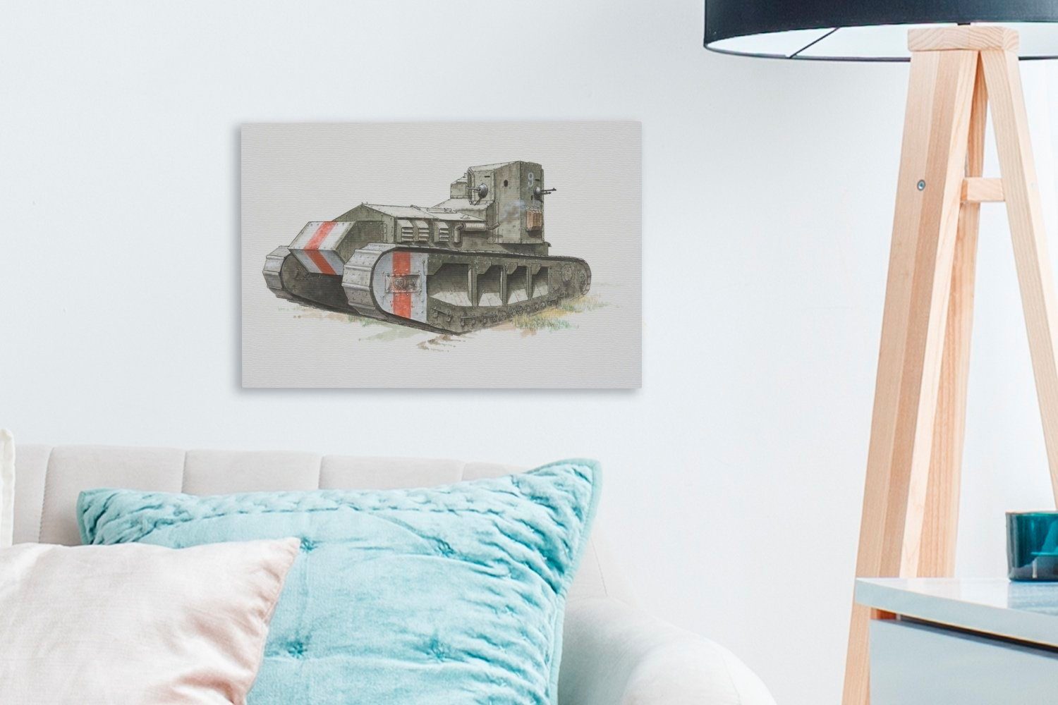 Leinwandbild St), Wandbild Panzers, cm britischen Aufhängefertig, eines Leinwandbilder, 30x20 OneMillionCanvasses® Illustration (1 Wanddeko,
