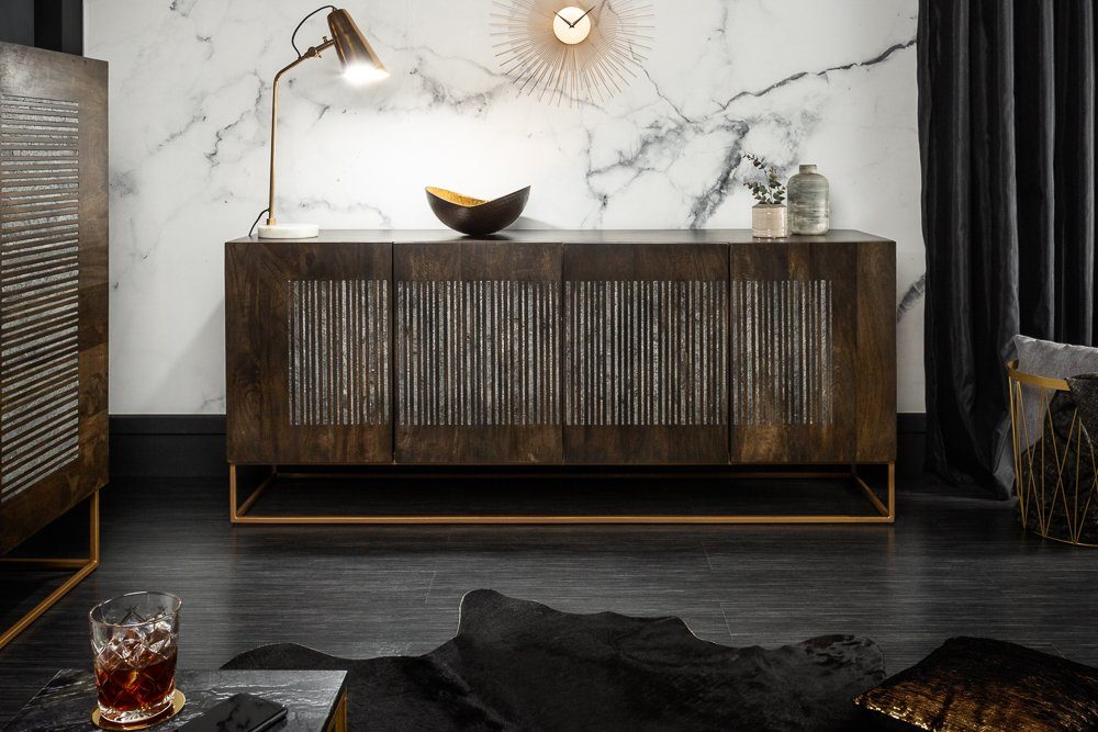 riess-ambiente Sideboard ONYX 180cm dunkelbraun / gold (Einzelartikel, 1 St günstig online kaufen