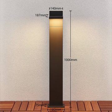 Lucande LED Pollerleuchte Silvan, LED-Leuchtmittel fest verbaut, warmweiß, Modern, Aluminium, Kunststoff, grafitgrau (RAL 840-M), weiß, 1