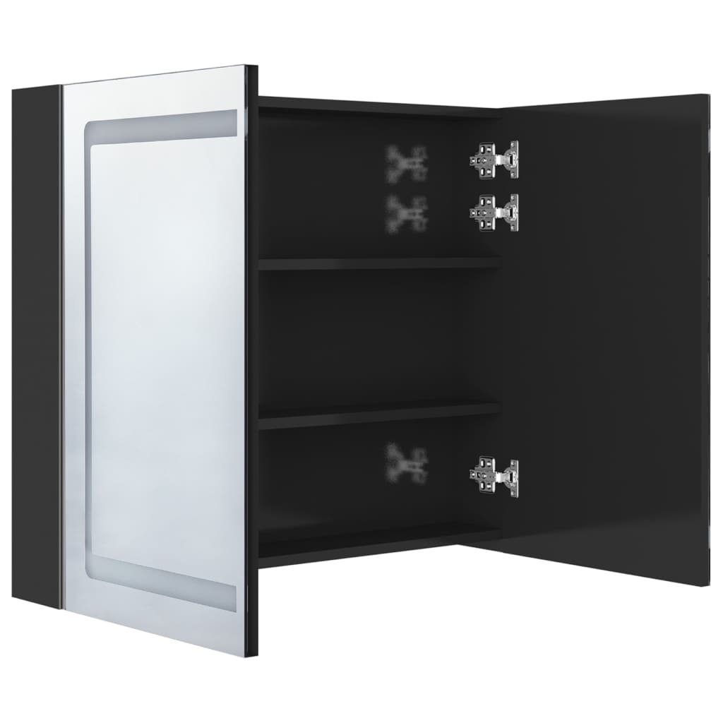 LED-Spiegelschrank Hochglanz-Schwarz cm Schwarz fürs Bad 80x12x68 (1-St) Glänzend vidaXL Badezimmerspiegelschrank