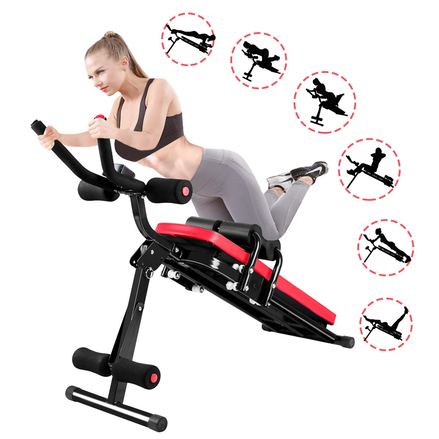 Bauchtrainer Bauchmuskeltrainer Faltbar, Sit-Up Bank mit Zähler