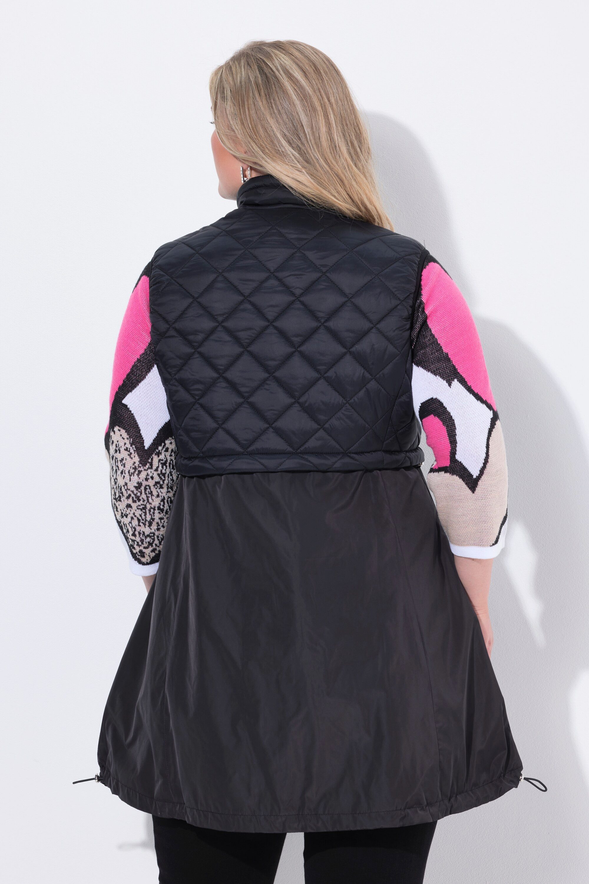 MIAMODA Longweste Long-Steppweste Stepp und Web 2-Wege-Zipper