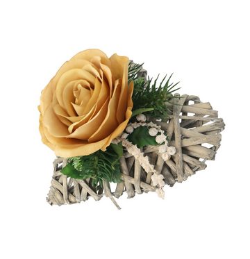 Gestecke Herz Deko zum aufhängen gestecke kunstblumen Rose künstlich, PassionMade, Höhe 8 cm, Deko Herz mit Kunstblume