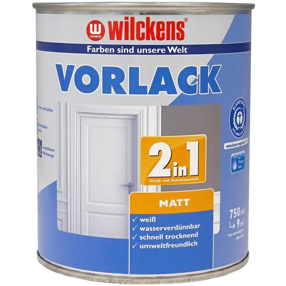 Wilckens Farben Lack Vorlack 2in1, Weiß matt, 750 ml