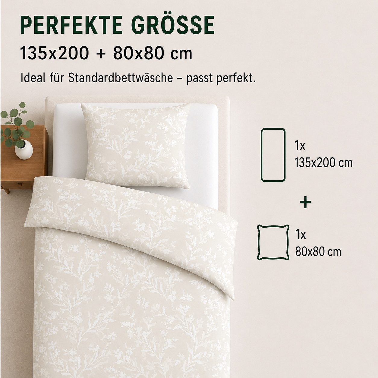 Malika Bettwäsche Baumwolle weiche Bettwäsche für gemütliche Nächte, Baumwolle, 2 teilig, pflegeleicht, hautfreundlich, angenehm weicher Stoff – Bild 3 von 5