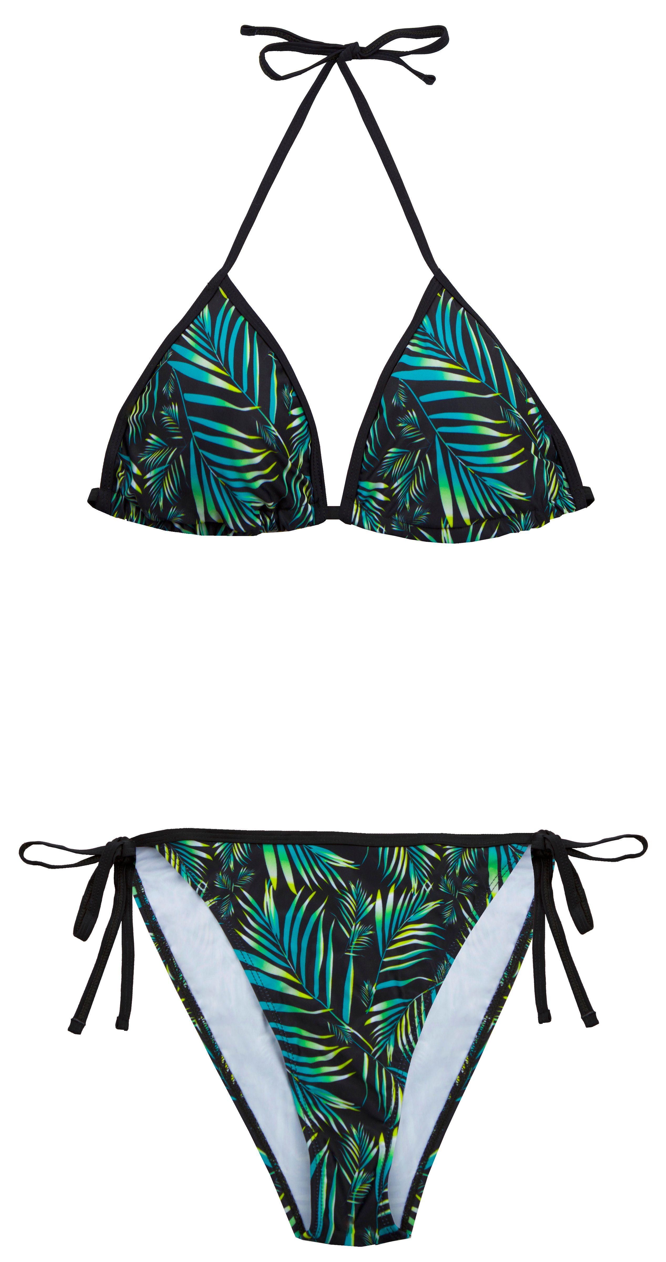 Triangel-Bikini Damen Bikini Set Triangel 2222 Jungel Dschungel Schwarz