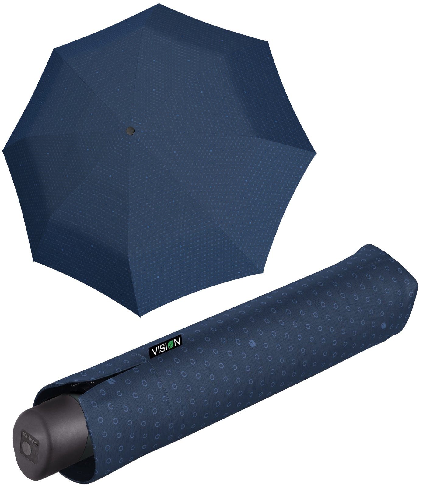Knirps® Taschenregenschirm Vision Manual - nachhaltiger Damen-Regenschirm, recyceltes PET, PFC-frei beschichtet - Air blue dunkelblau