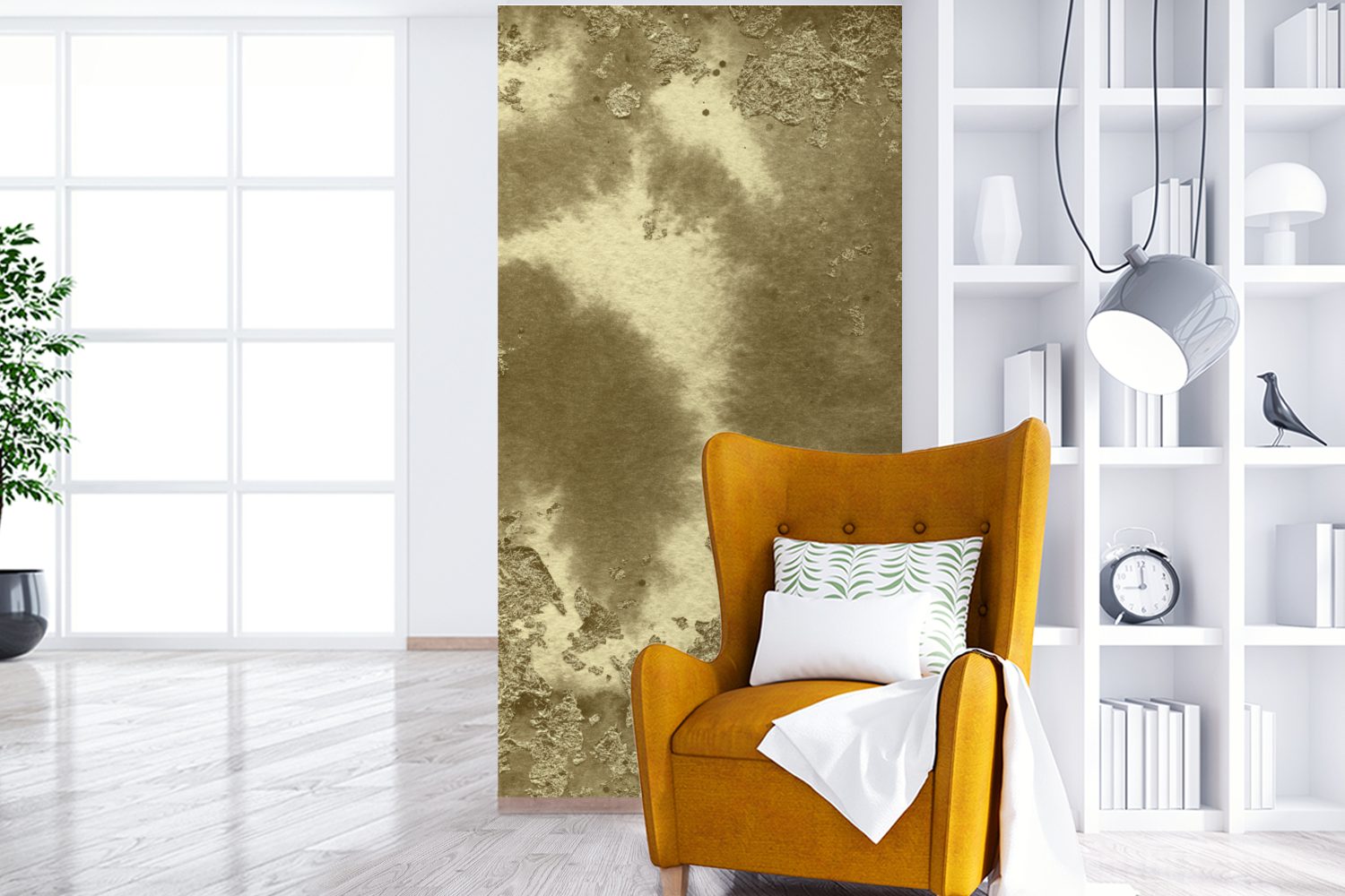 Fototapete für Küche, Farbe, Gold Fototapete - - Wohnzimmer Abstrakt bedruckt, Vliestapete Matt, (2 MuchoWow St), Schlafzimmer
