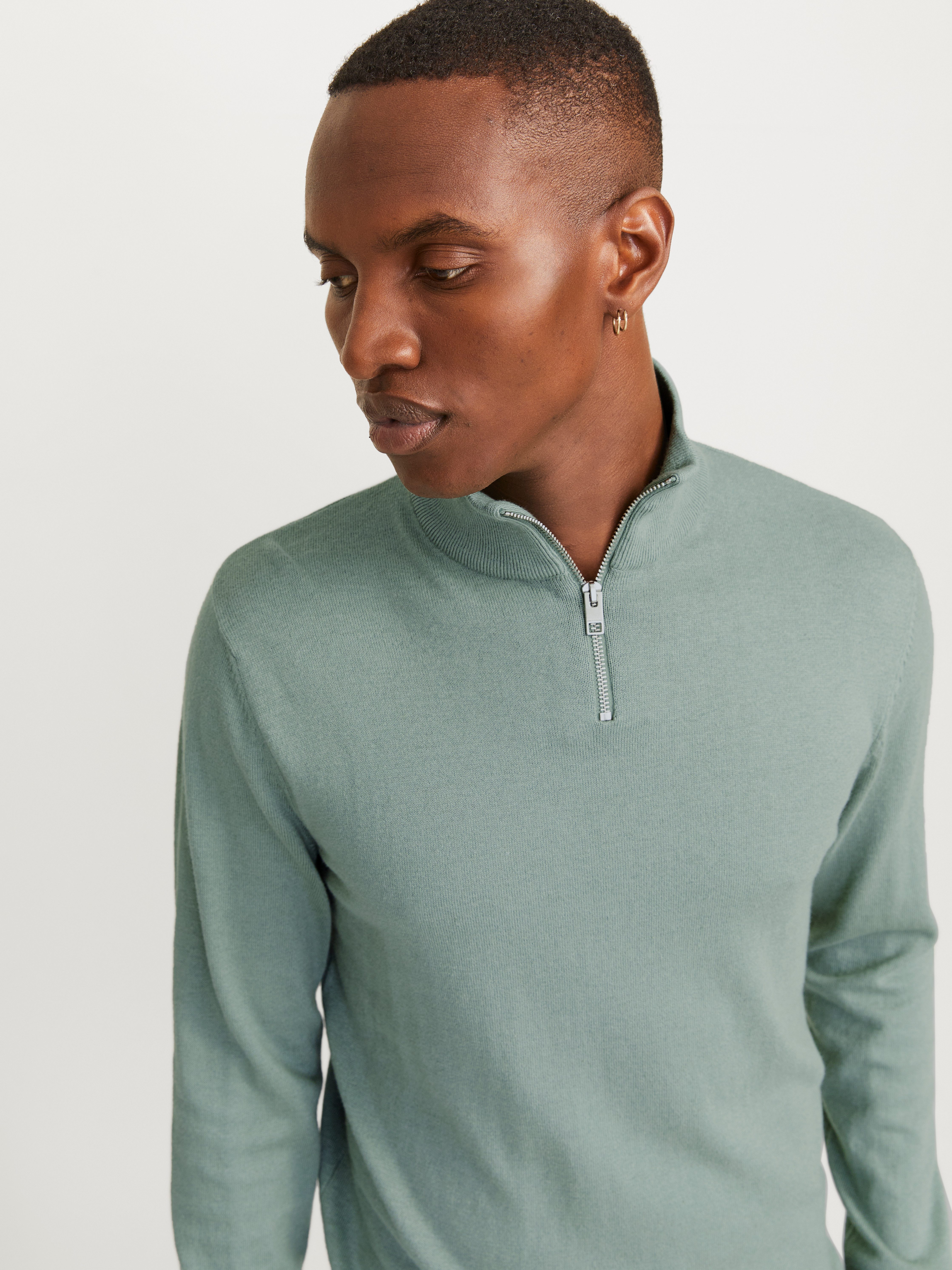Jack & Jones Troyer JJEEMIL KNIT HALF ZIP NOOS mit Rippbündchen günstig online kaufen