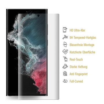 Protectorking Schutzfolie 1x 9H Panzerglas für Samsung Galaxy S23 Ultra FULL CURVED Displayschut, (1-Stück), Displayschutzglas, Schutzglas Echtglas Tempered 9H Härte HD-KLAR