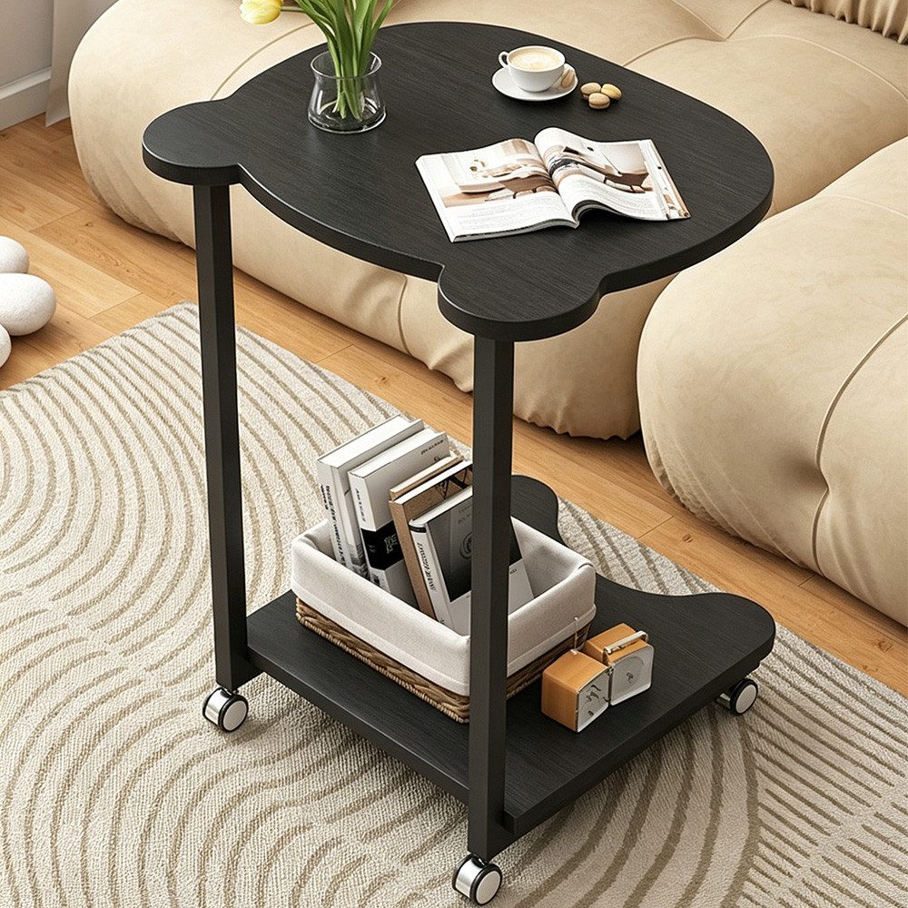 TUWENA Beistelltisch Beistelltisch, Sofatisch mit Rollen, C-förmiger Mobiler Kaffeetisch, 45B x 35T x 60Hcm, für Wohnzimmer, Schlafzimmer, Couch, kleine Räume