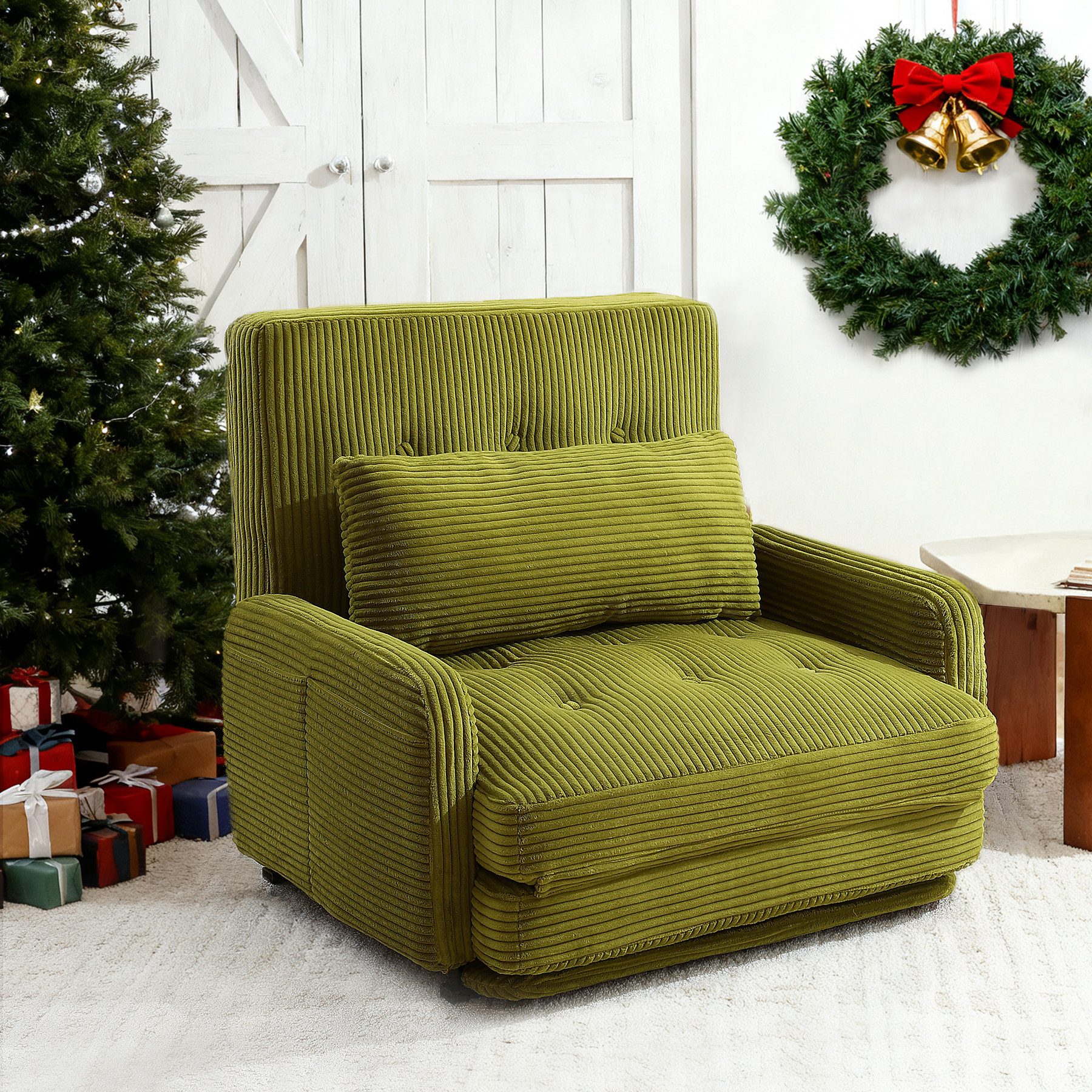 HomeMiYN Ohrensessel Sesselbett für eine Person – mit inkludiertem Komfortkissen