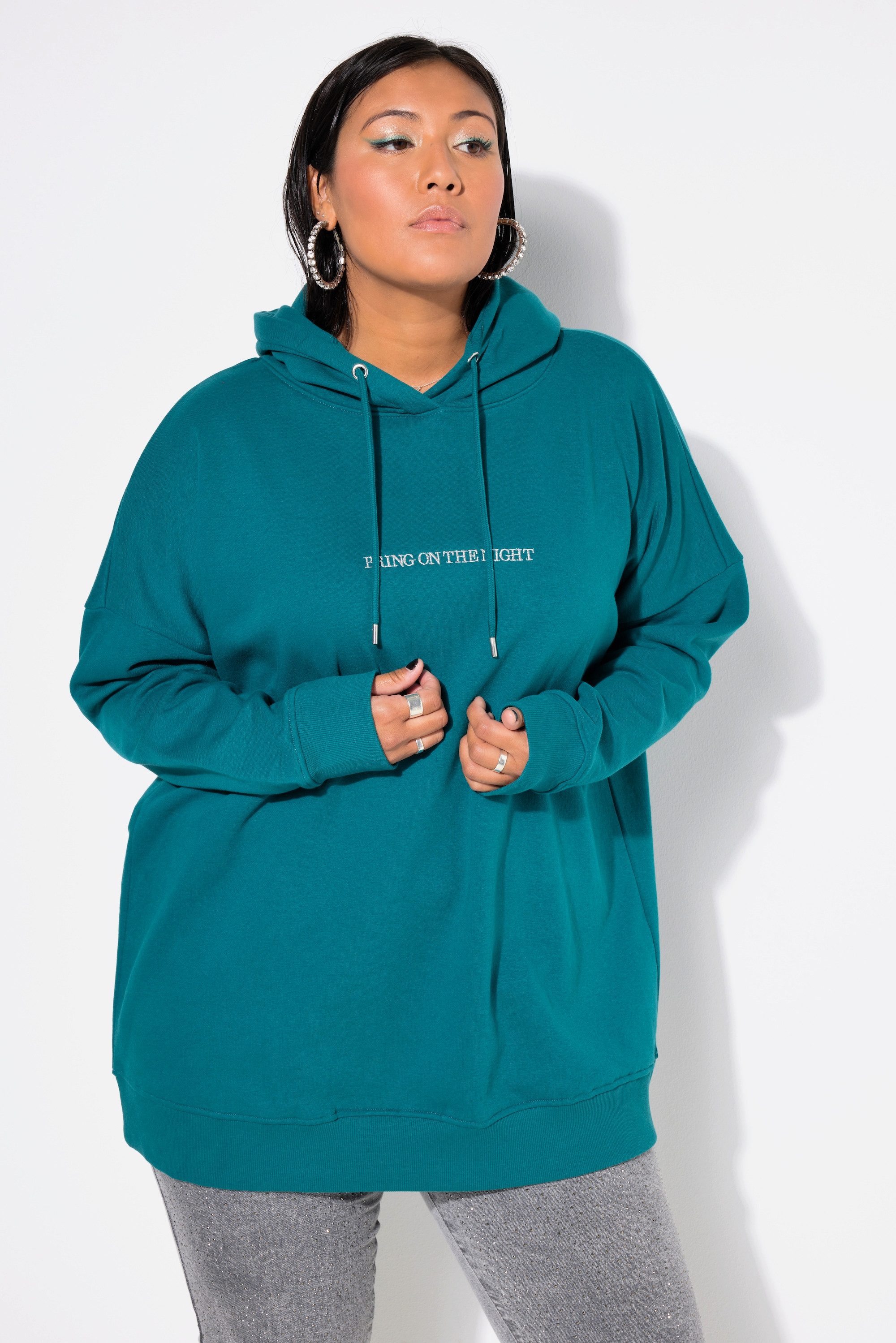Studio Untold Sweatshirt Hoodie oversized Glitzer-Statement günstig online kaufen