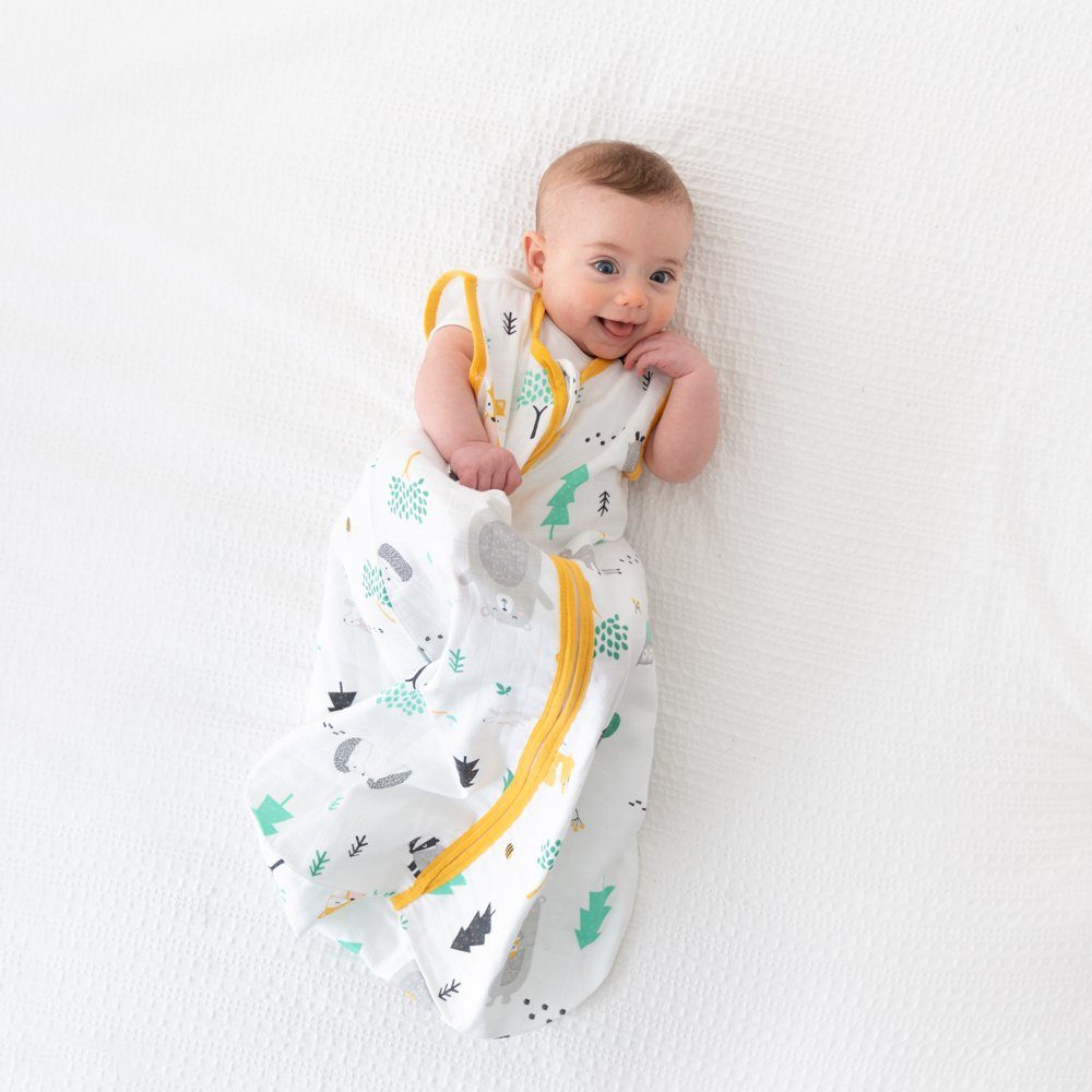 Schlummersack Kinderschlafsack, Bio Waldtiere 0.5 Tog OEKO-TEX zertifiziert Musselin Babyschlafsack