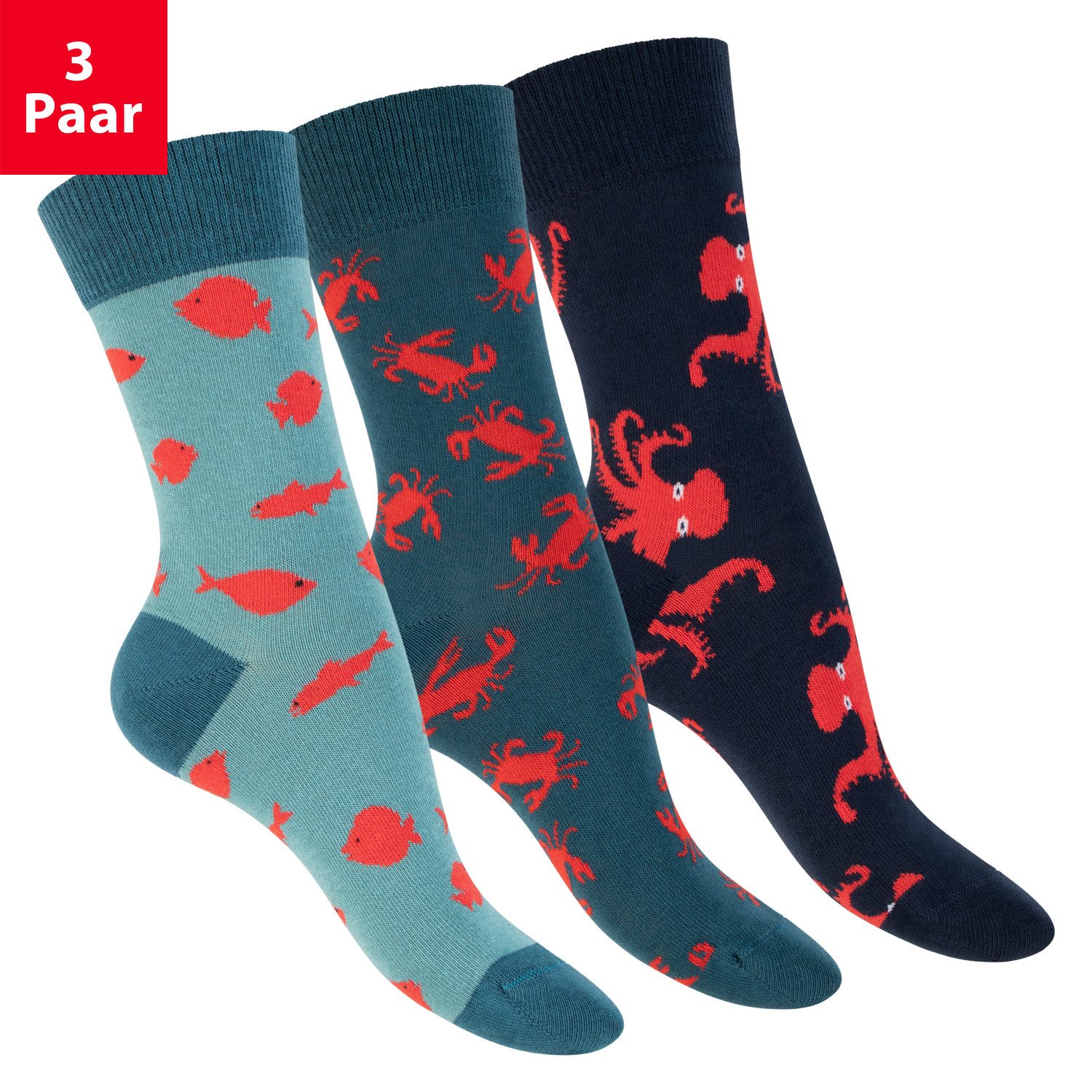 Footstar Basicsocken Damen/Herren Bunte Motiv Socken Funny Baumwollsocken