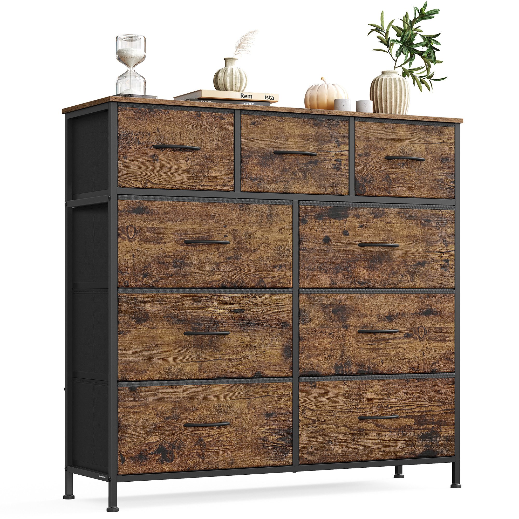 SONGMICS Kommode Schrank, Aufbewahrungsschrank, für Schlafzimmer, Flur, Wohnzimmer, Stahl, 7 Schubladen